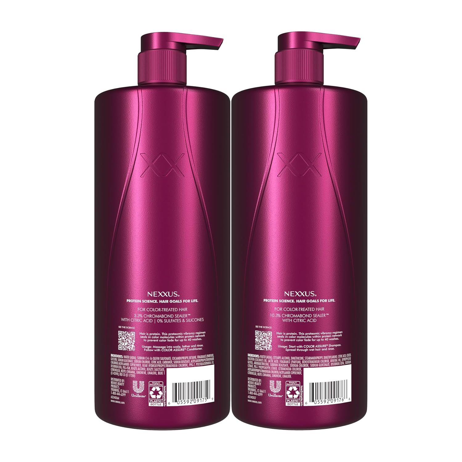 Detalle de Nexxus Color Assure Shampoo and Conditioner (Color Treated Hair) — Color Vibrancy for Up to 40 Washes, 33.8 oz, 2 Count