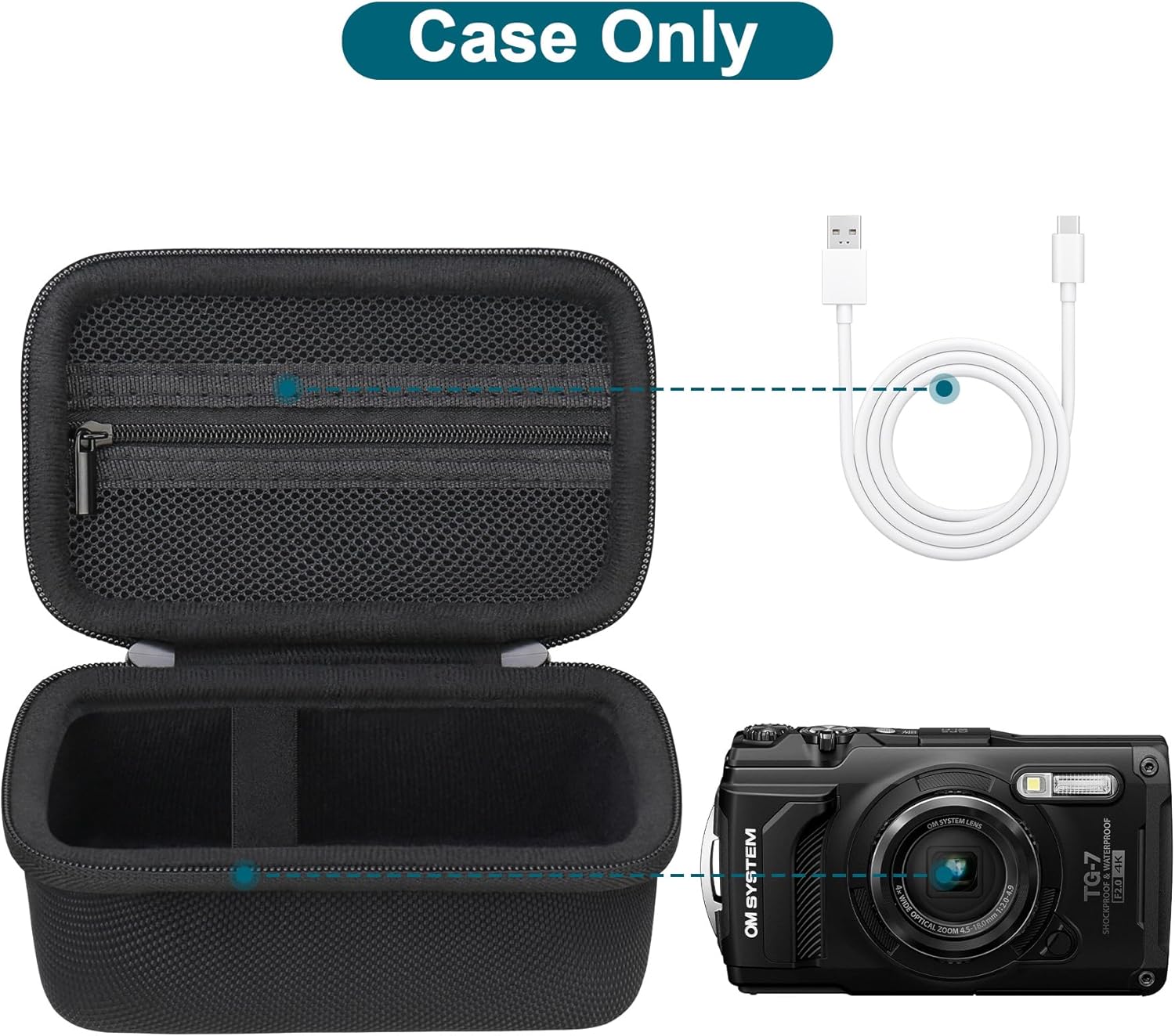 Thumbnail 1 de Canboc carrying case for OM System Tough TG-7 / Olympus TG-6 underwater camera (case only) – waterproof camera bag