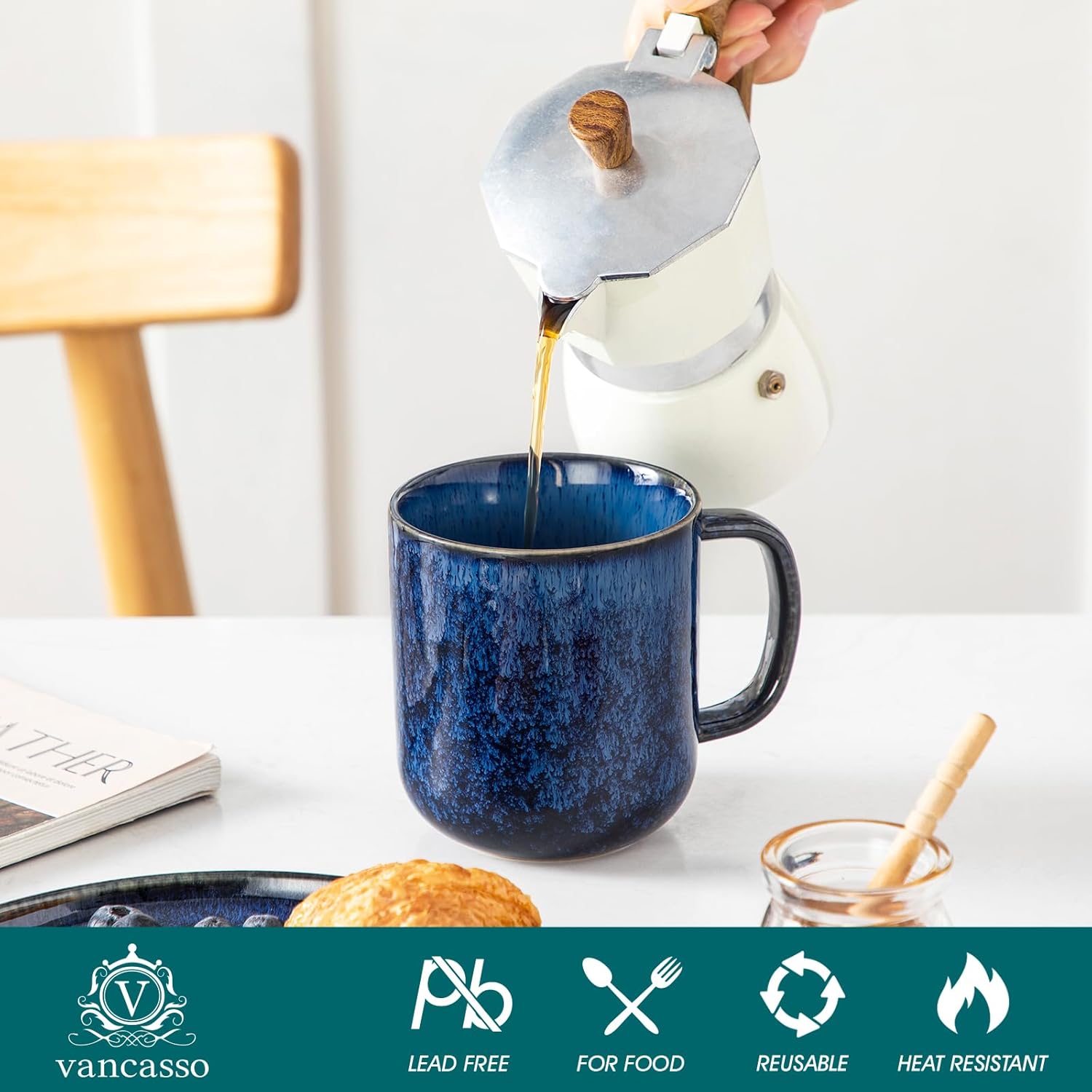 Detalle 2 de vancasso STARRY 16 oz Ceramic Coffee Mugs Set