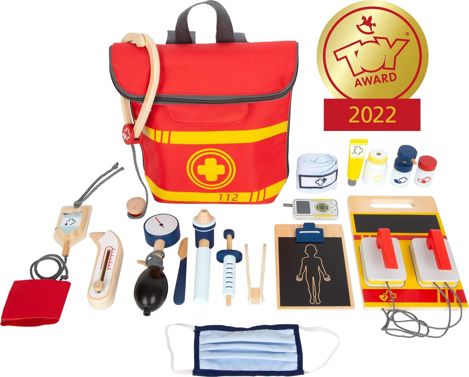 Detalle de Notarzt Rucksack mit umfangreichem Zubehör – Small Foot Spielset für Kinder ab 3 Jahren (11917)