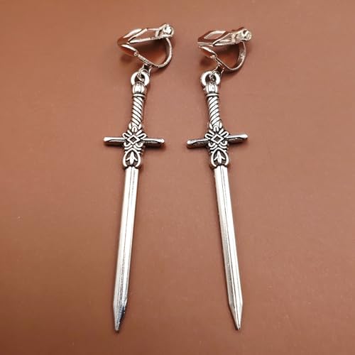 Thumbnail 5 de bySantana - 5 cm Silber Schwert Ohrringe | Handgefertigt, Mittelalter Stil, Dolch Ohrhänger (Ohrclips)