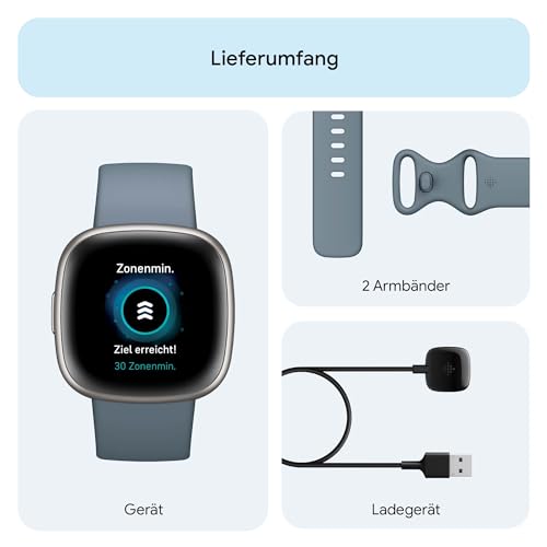 Thumbnail 6 de Fitbit Versa 4 Smartwatch mit Google Health Premium – Wasserfallblau/Platin, 6 Tage Akkulaufzeit