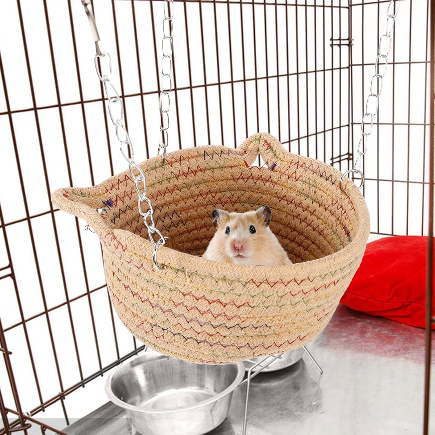 Detalle de Milisten Small Animal Hammock for Cage – Breathable Chew-Proof Swing Bed