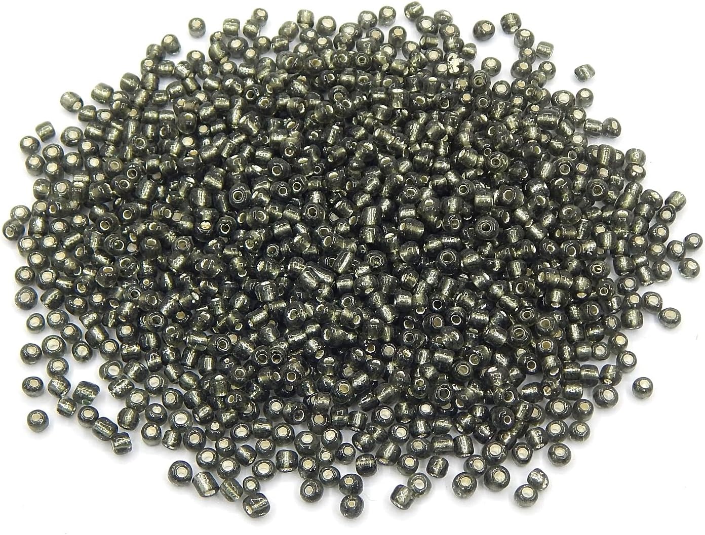 Thumbnail 4 de Perlin Rocailles Glasperlen Indianerperlen Saatperlen Pony Perlen 4 mm, 6/0 (1100 Stück) – Grau mit Silbereinzug