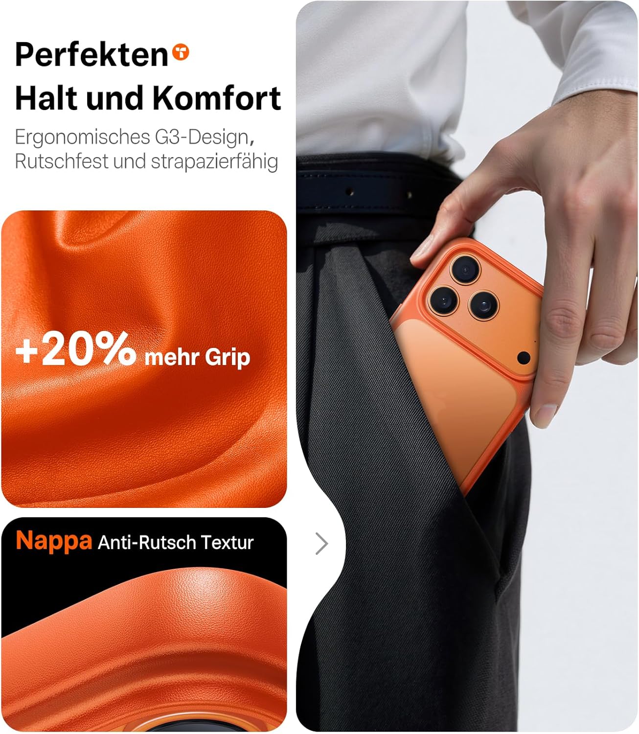 Thumbnail 5 de TORRAS Guardian für iPhone 17 Pro Hülle mit Kameraknopf – stoßfest, kratzfest, orange