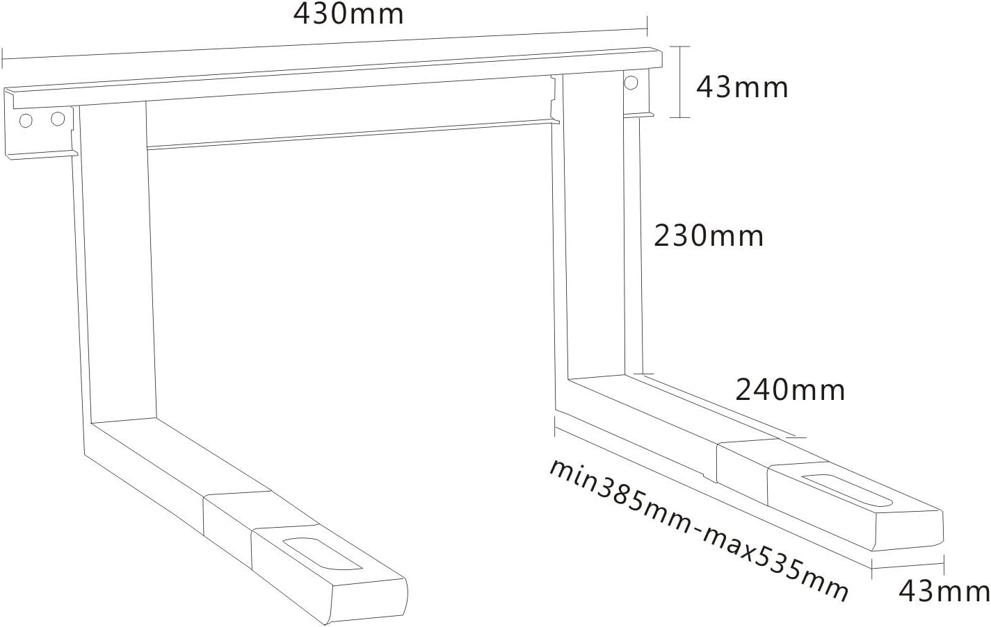 Thumbnail 2 de Support de montage mural PureMounts PM-MWH-01 universel pour micro-ondes, longueur réglable 385 à 535 mm