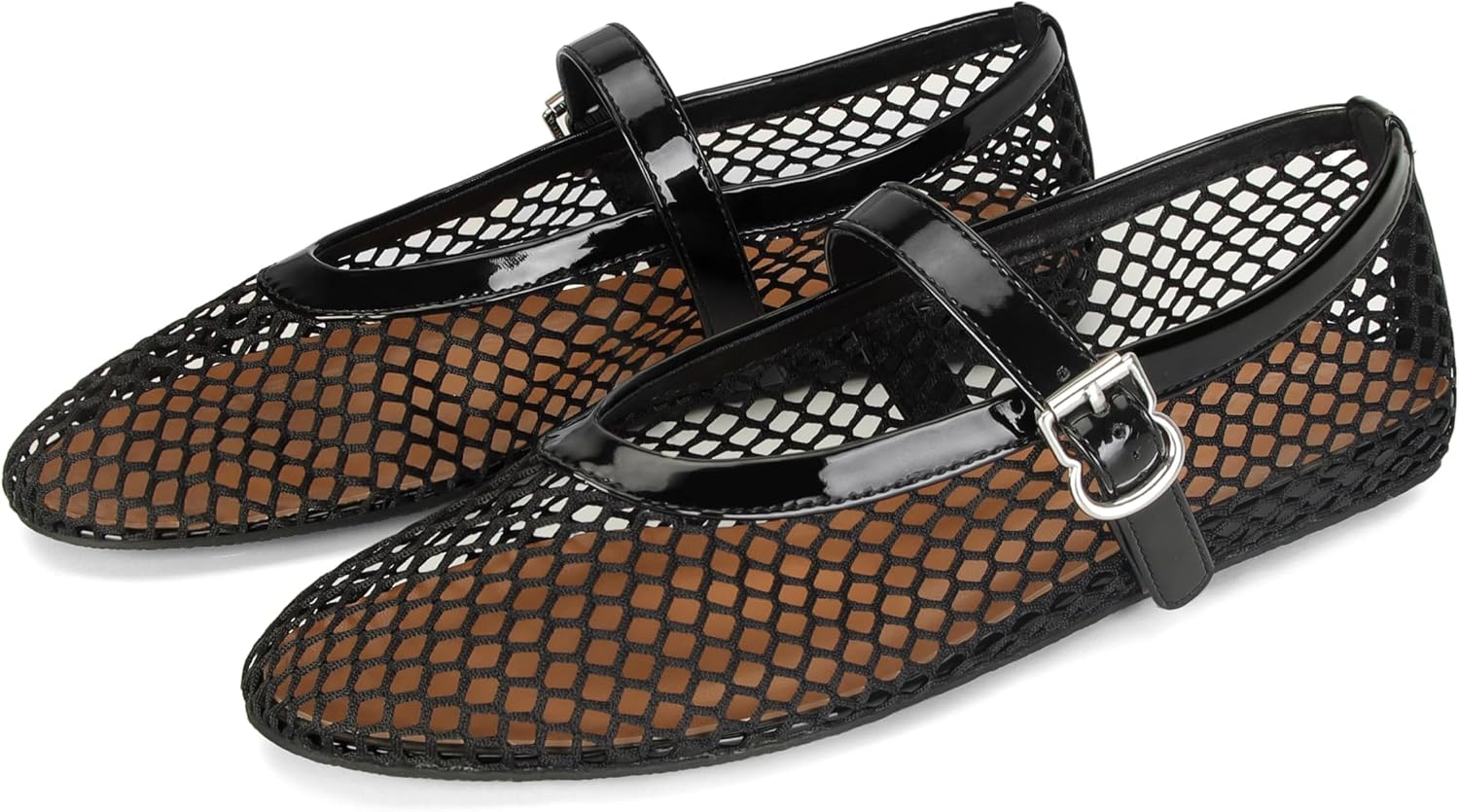 Detalle de DOEYG Mesh Ballet Flats for Women with Buckle Strap