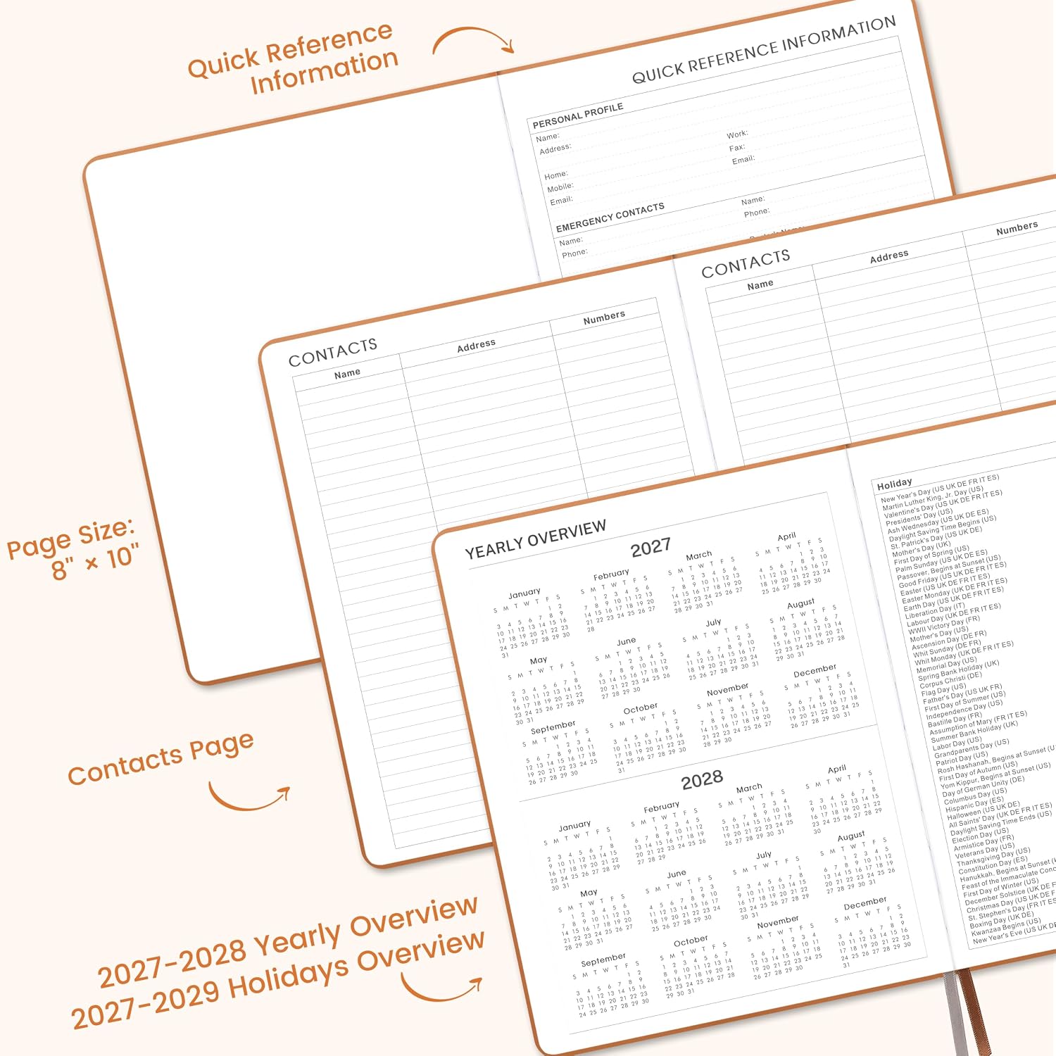 Detalle 1 de 2027 Planner 8 x 10-Inch Weekly and Monthly Planner