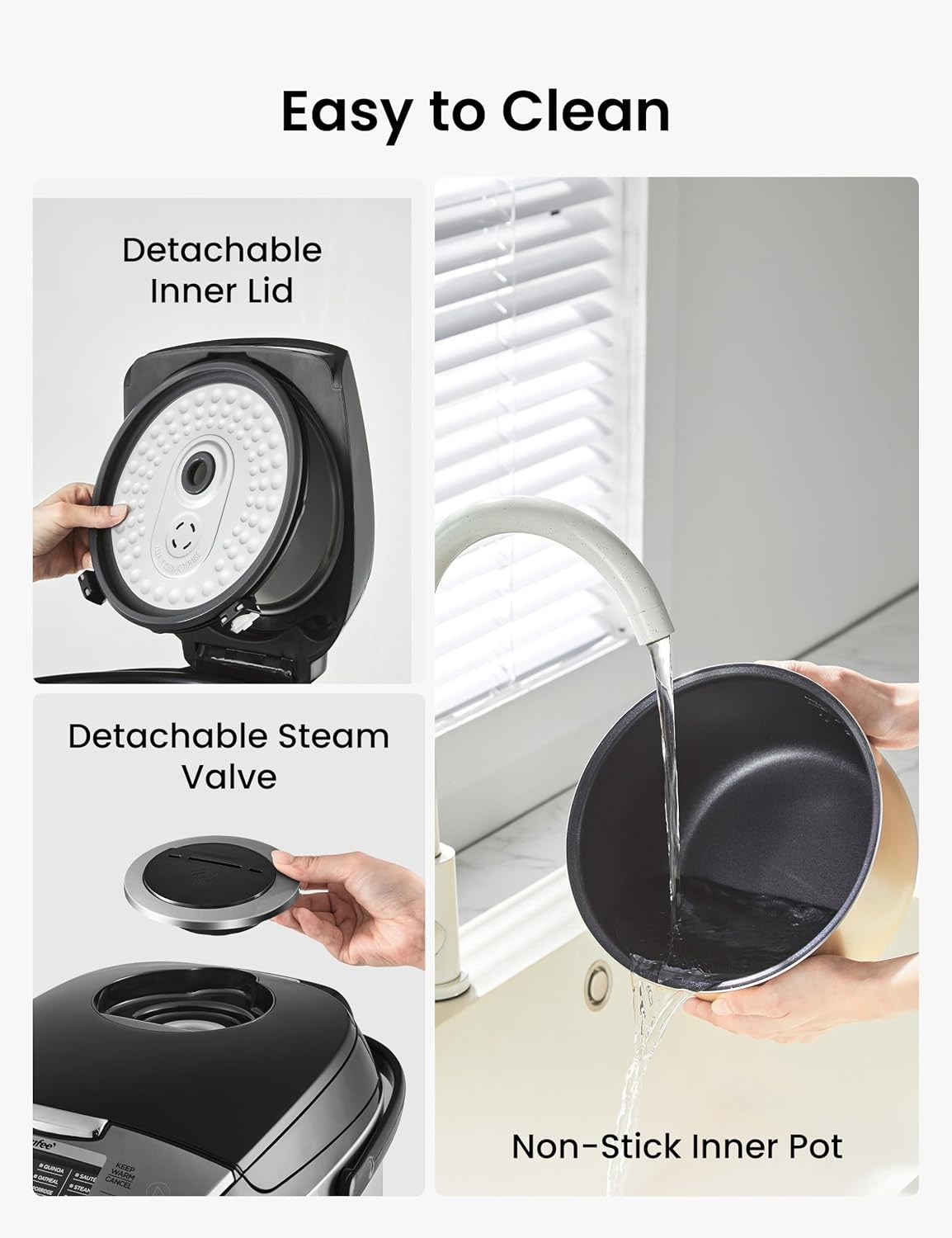 Thumbnail 6 de COMFEE' Rice Cooker, 6-Cup Uncooked Capacity, Fuzzy Logic, 11 Presets