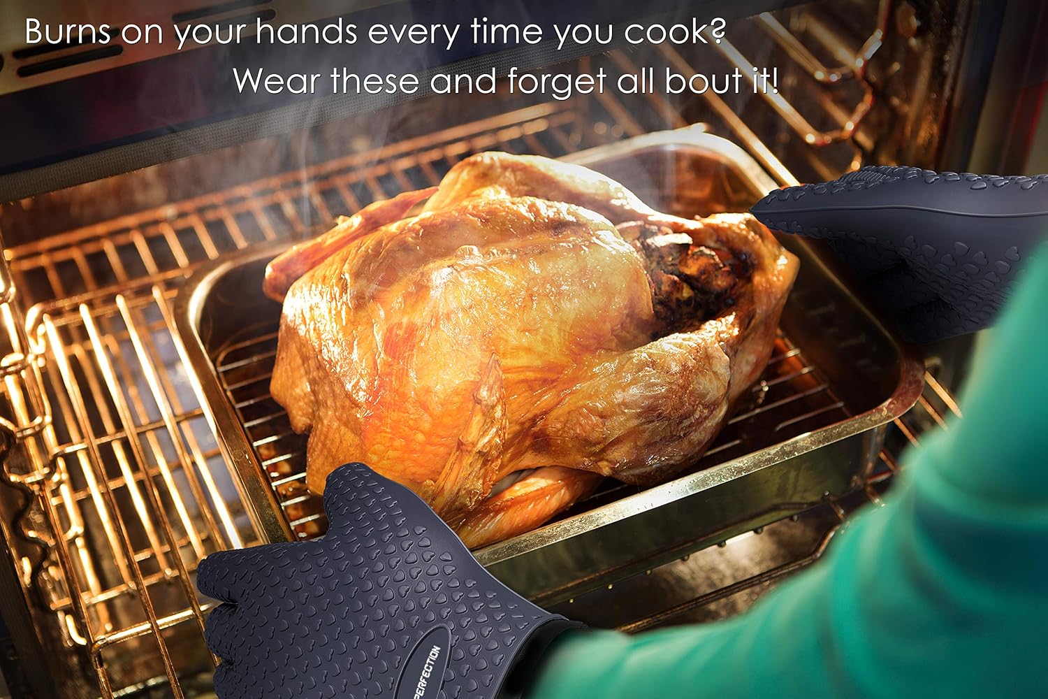 Thumbnail 5 de Kitchen Perfection Silicone BBQ Oven Gloves, Heat-Resistant to 500 Degrees