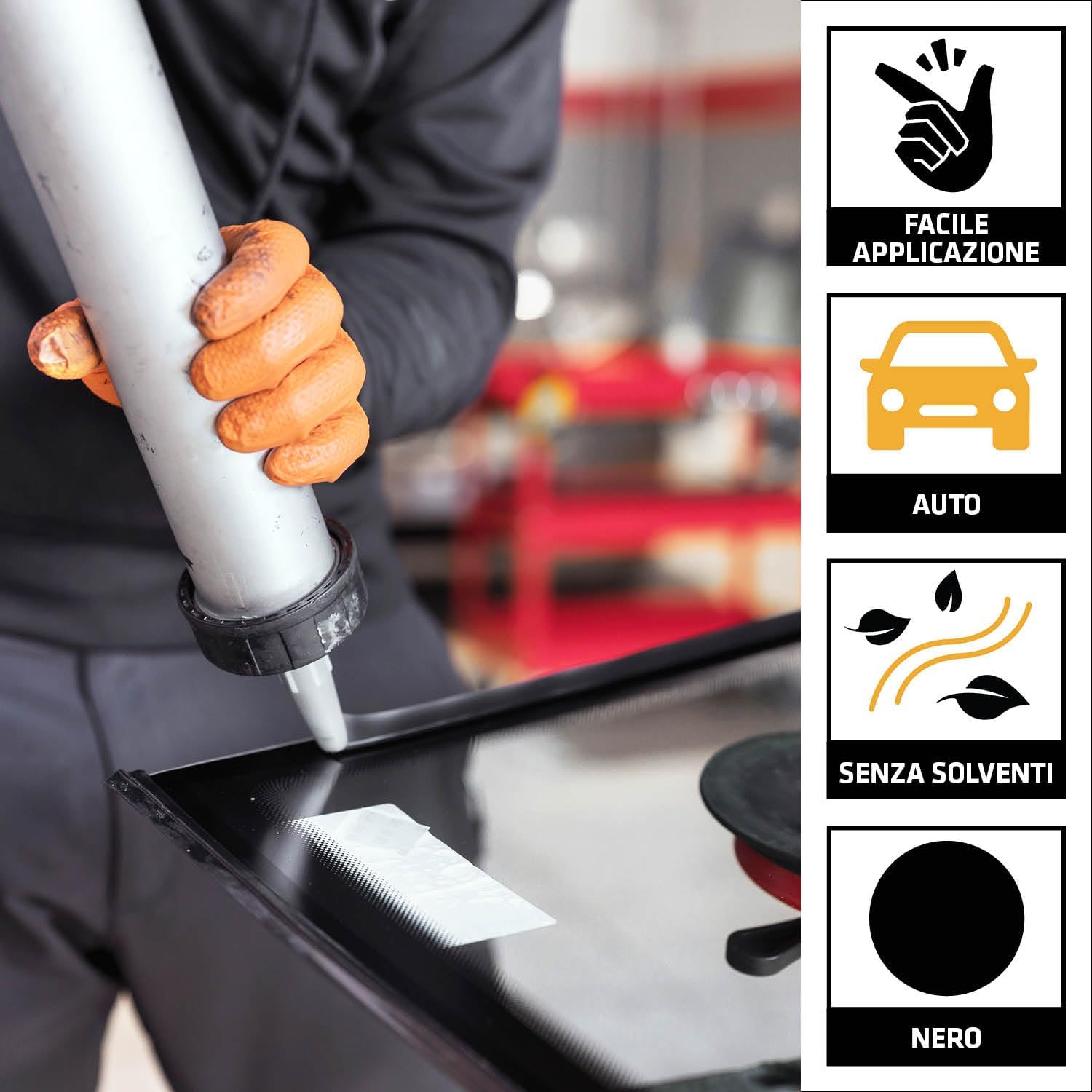 Detalle de Sika Sikaflex 556 Nero: Adesivo parabrezza auto ad alta qualità, 300 ml
