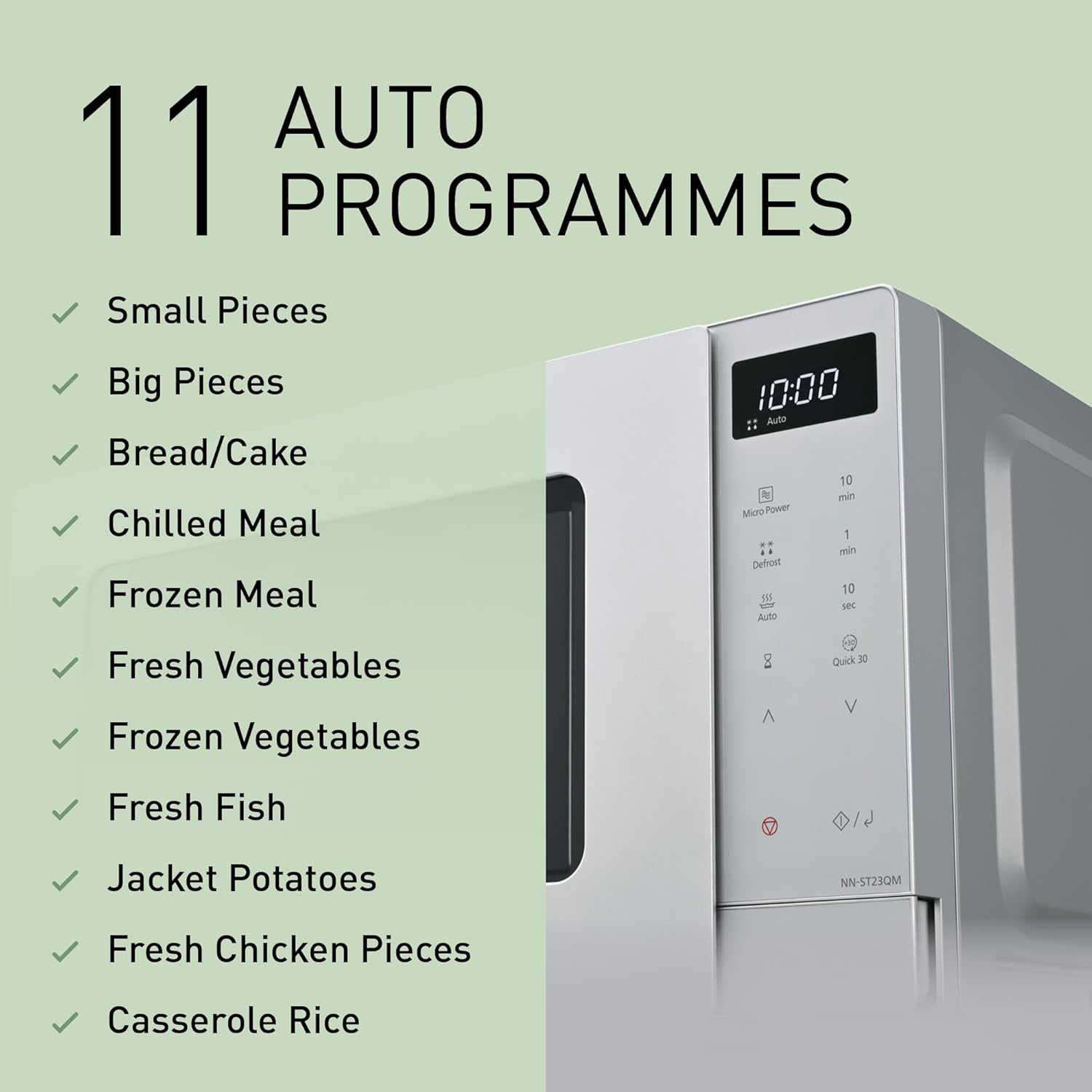 Thumbnail 4 de Panasonic NN-ST23QMBPQ 20L Solo Microwave Oven — 800W, LED Display, Auto Defrost