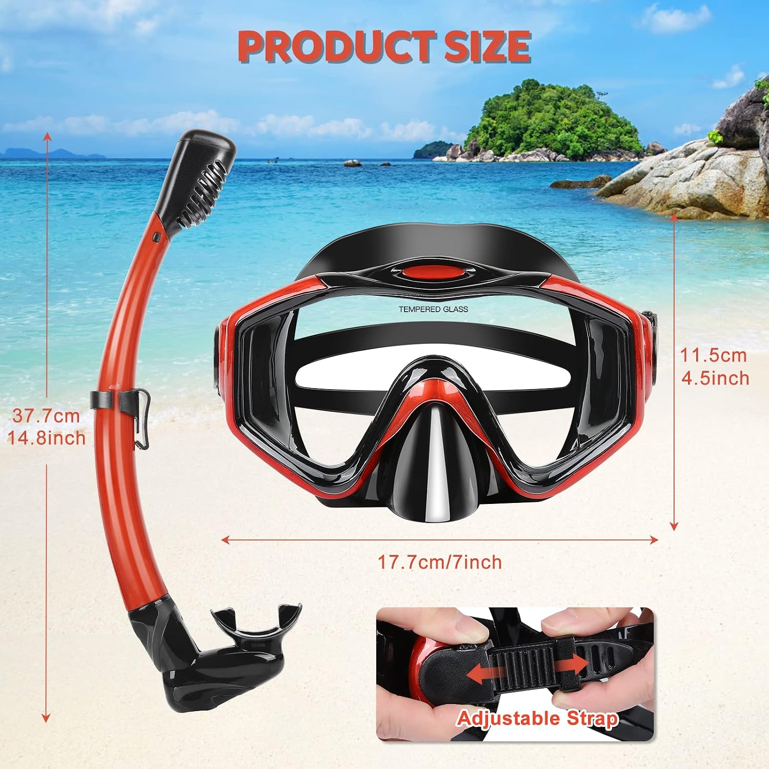 Detalle de KUYOU Dry Top Snorkel Set for Adults with 180° Panoramic Mask