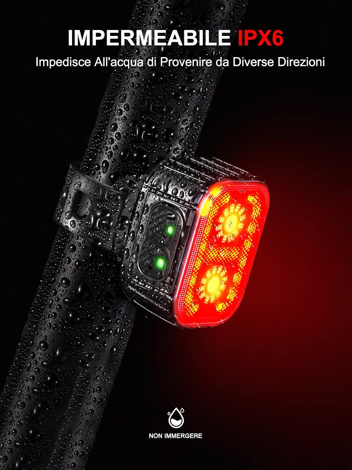Detalle de CIRYCASE Luci bici anteriori e posteriori USB ricaricabile: illuminazione super luminosa, IPX6 e 8+12 modalità