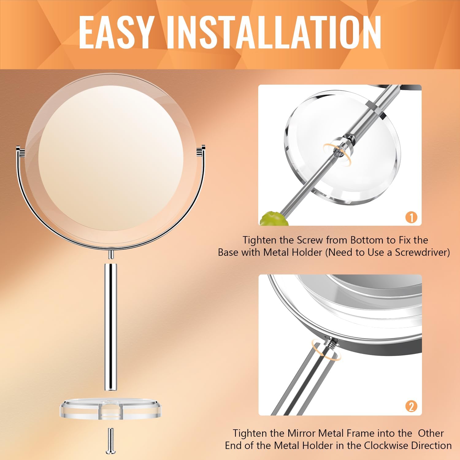 Detalle 2 de Auxmir 1X/30X Double-Sided Make-Up Mirror, 20 cm, 360° Rotation