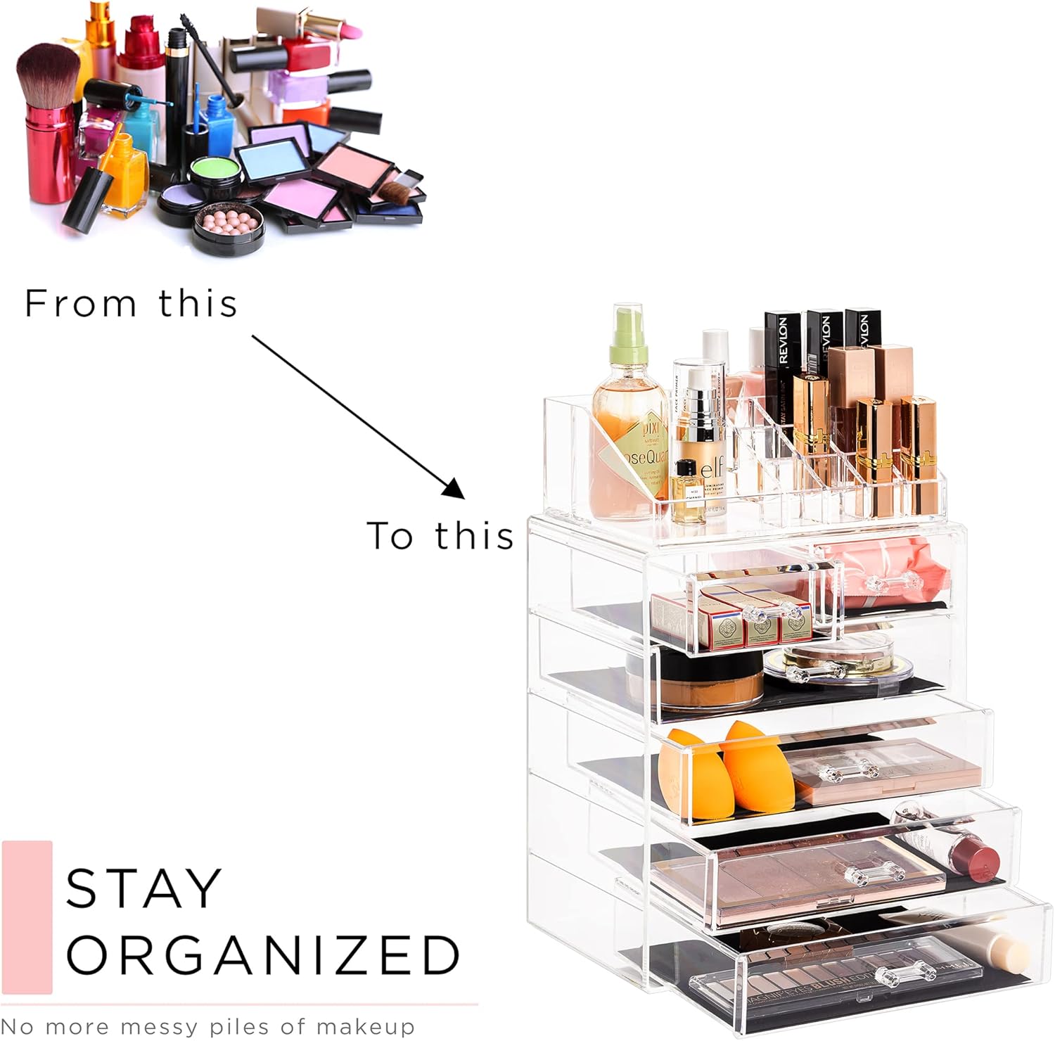 Thumbnail 6 de Sorbus Acrylic Makeup Organizer Set: 6-Drawer Vanity Storage for Cosmetics, Brushes, and Jewelry