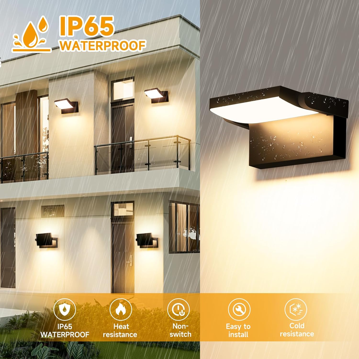 Thumbnail 2 de GXXG Juego de 3 apliques LED 40W IP65 🌟 Cálido Exterior/Interior
