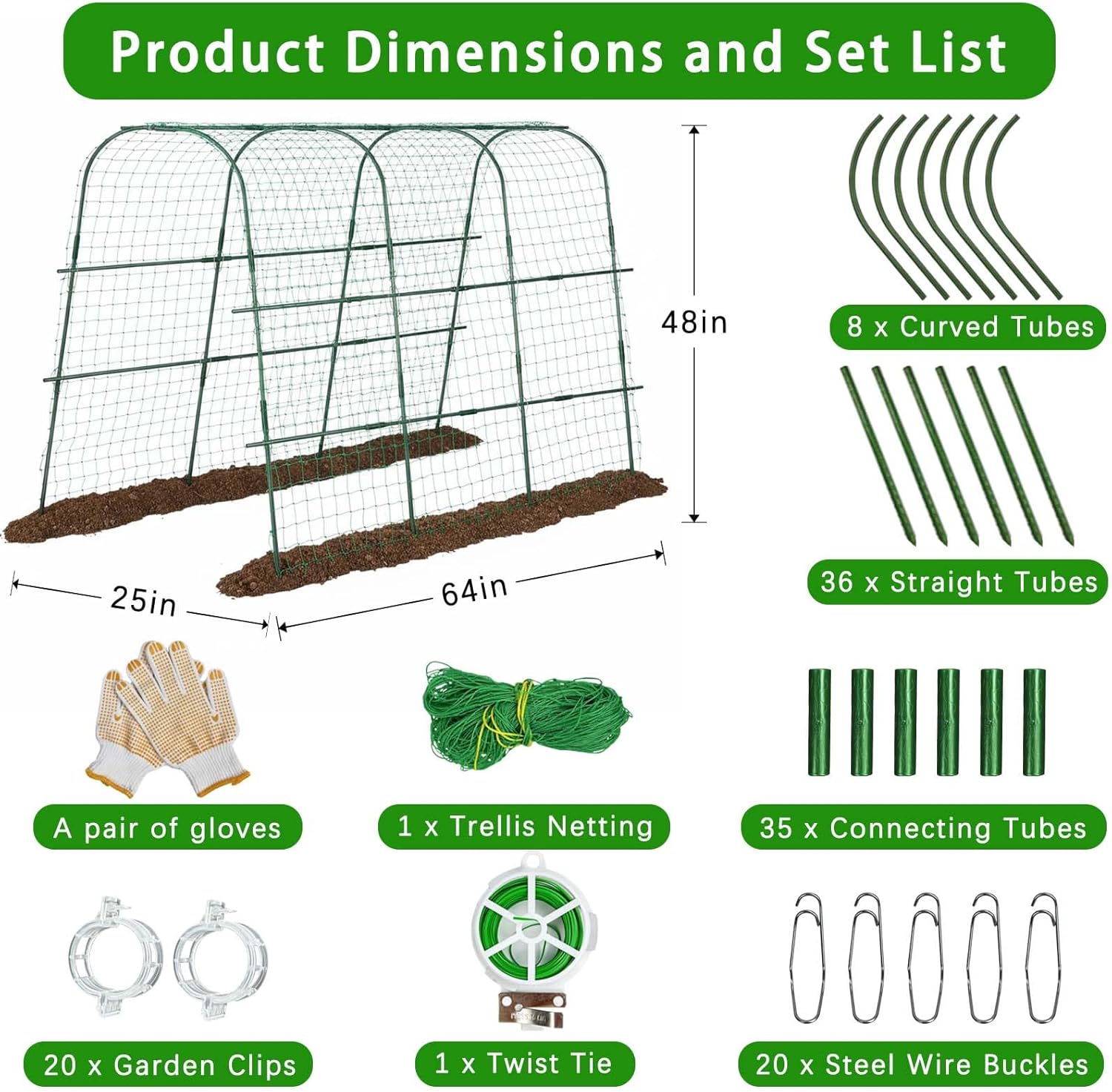 Thumbnail 1 de 163x122cm Cucumber Trellis for Raised Bed with U-Shape Arch
