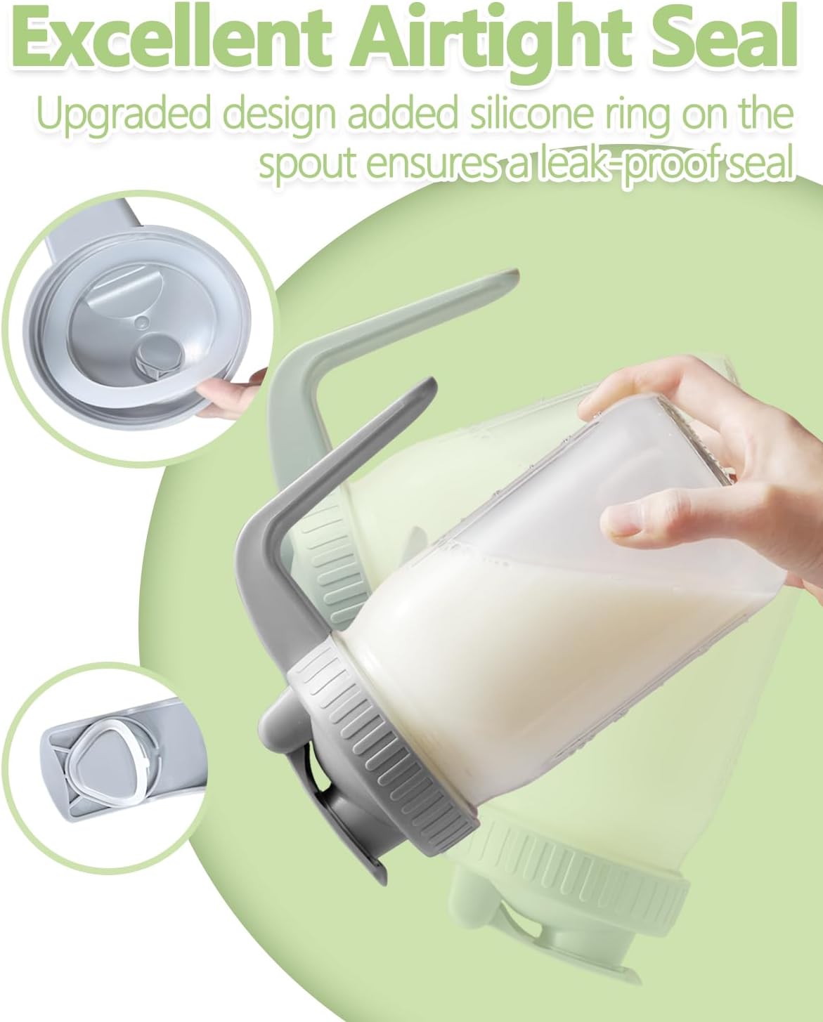 Detalle 2 de 32oz Glass Pitcher 1 Quart Breastmilk Storage Container 🥛