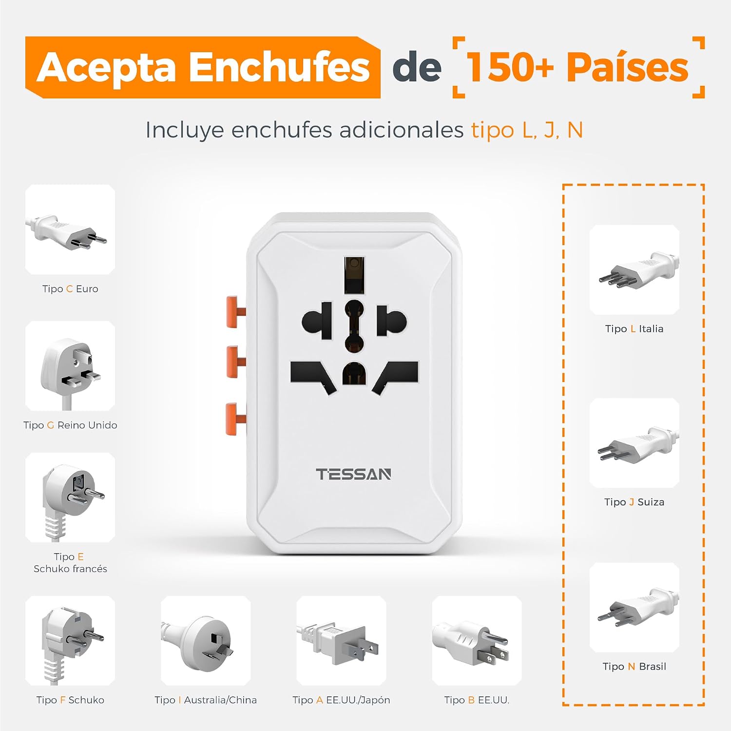 Thumbnail 6 de TESSAN Adaptador Enchufe Universal 2500W 🔌