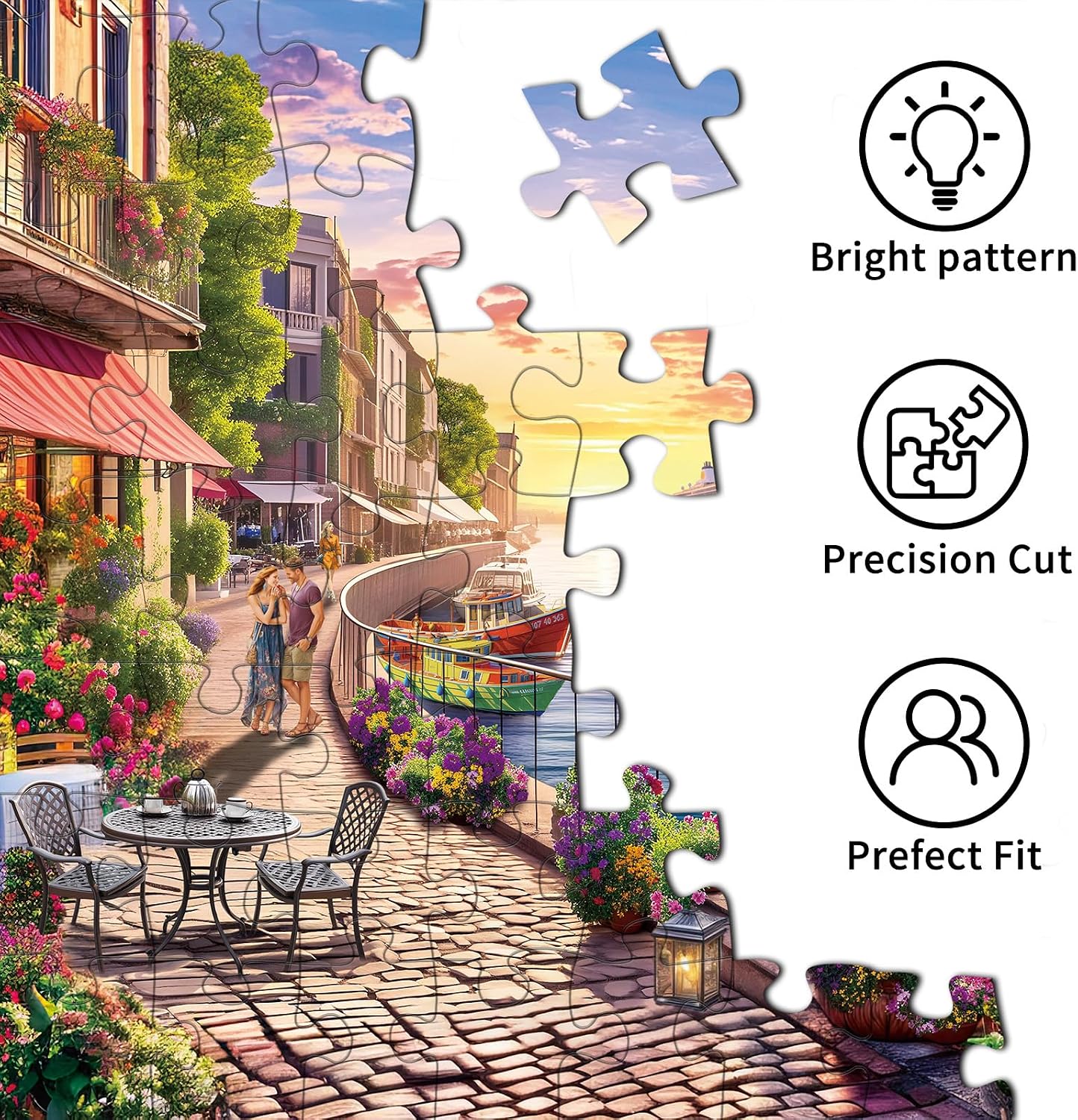 Detalle 2 de Chalzidar 1000-Piece City Jigsaw Puzzle for Adults, Charming Streets