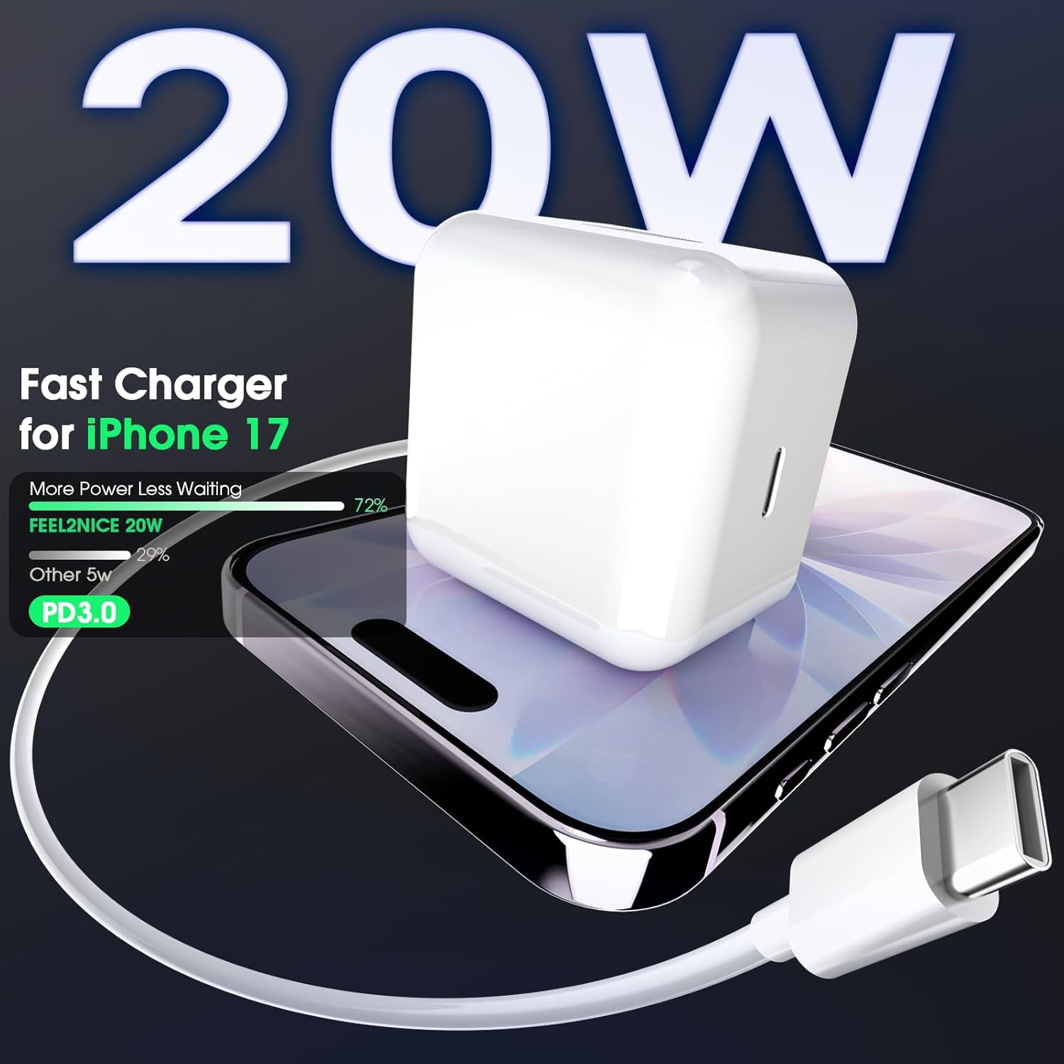 Thumbnail 1 de iPhone 17 20W USB‑C charger 2‑pack with 2m cable