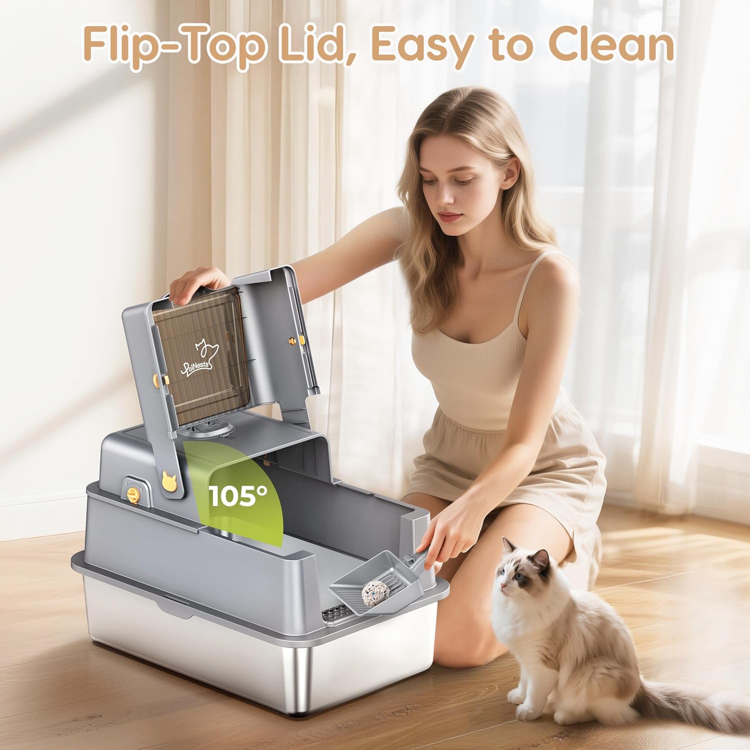 Detalle 2 de PalNests Stainless Steel Cat Litter Tray XXL