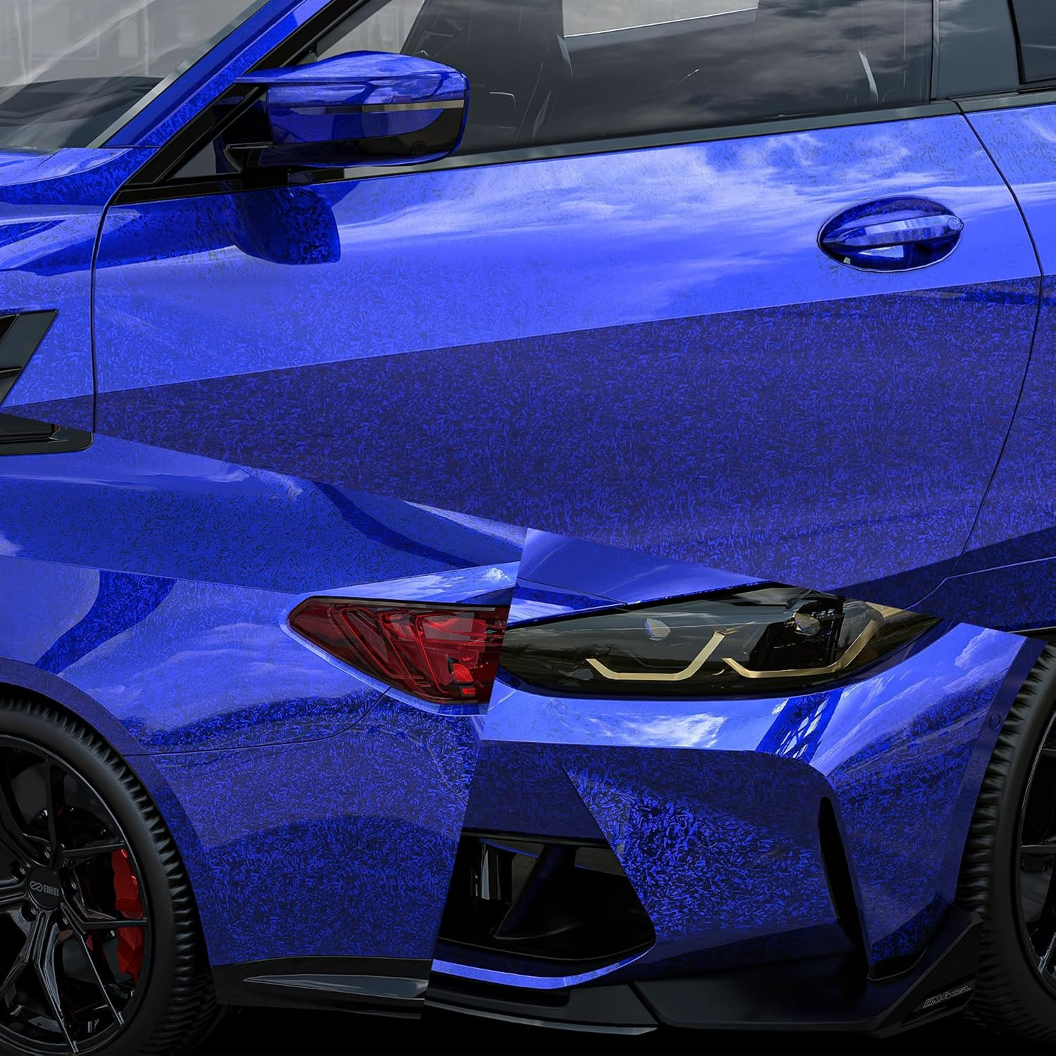 Detalle de Forged Carbon Folie Elektroplattierung Blau selbstklebend (Vinyl) – Autoschutzfolie Carbon, 150 × 30 cm