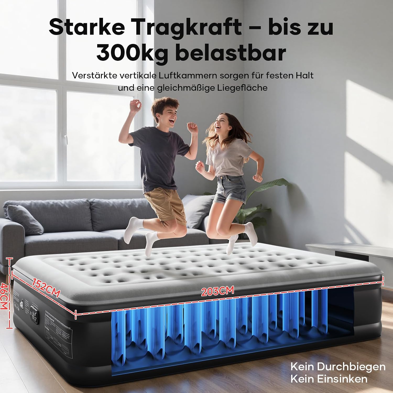 Detalle 2 de OlarHike Selbstaufblasbare Luftmatratze 203×152×46 cm