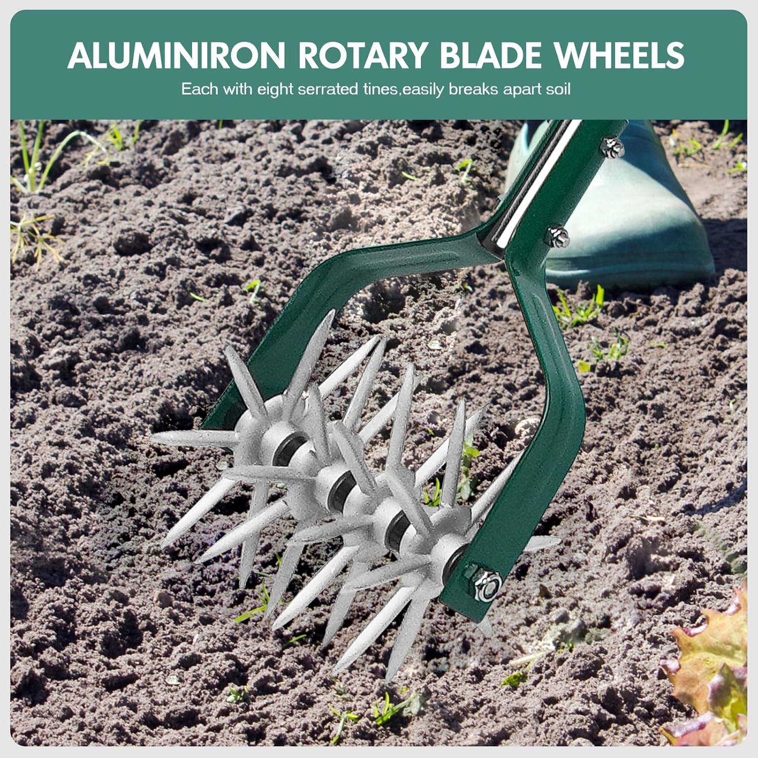 Thumbnail 2 de YEELOR Motoculteur de jardin avec manche réglable en acier inoxydable – pratique pour petits jardins
