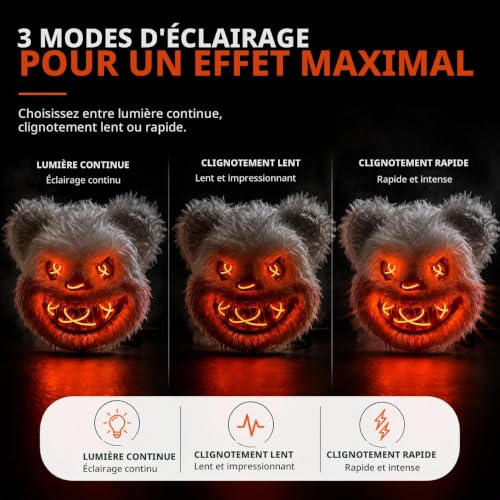 Detalle 2 de TK Gruppe Timo Klingler Masque LED Halloween, télécommande et 3 niveaux de luminosité