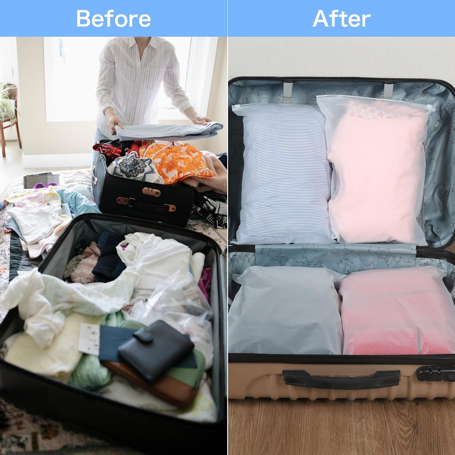 Thumbnail 2 de 30Pcs Large ZipLock Bags for Clothes, 40x30cm – Reusable Waterproof Hospital Bag Organisers