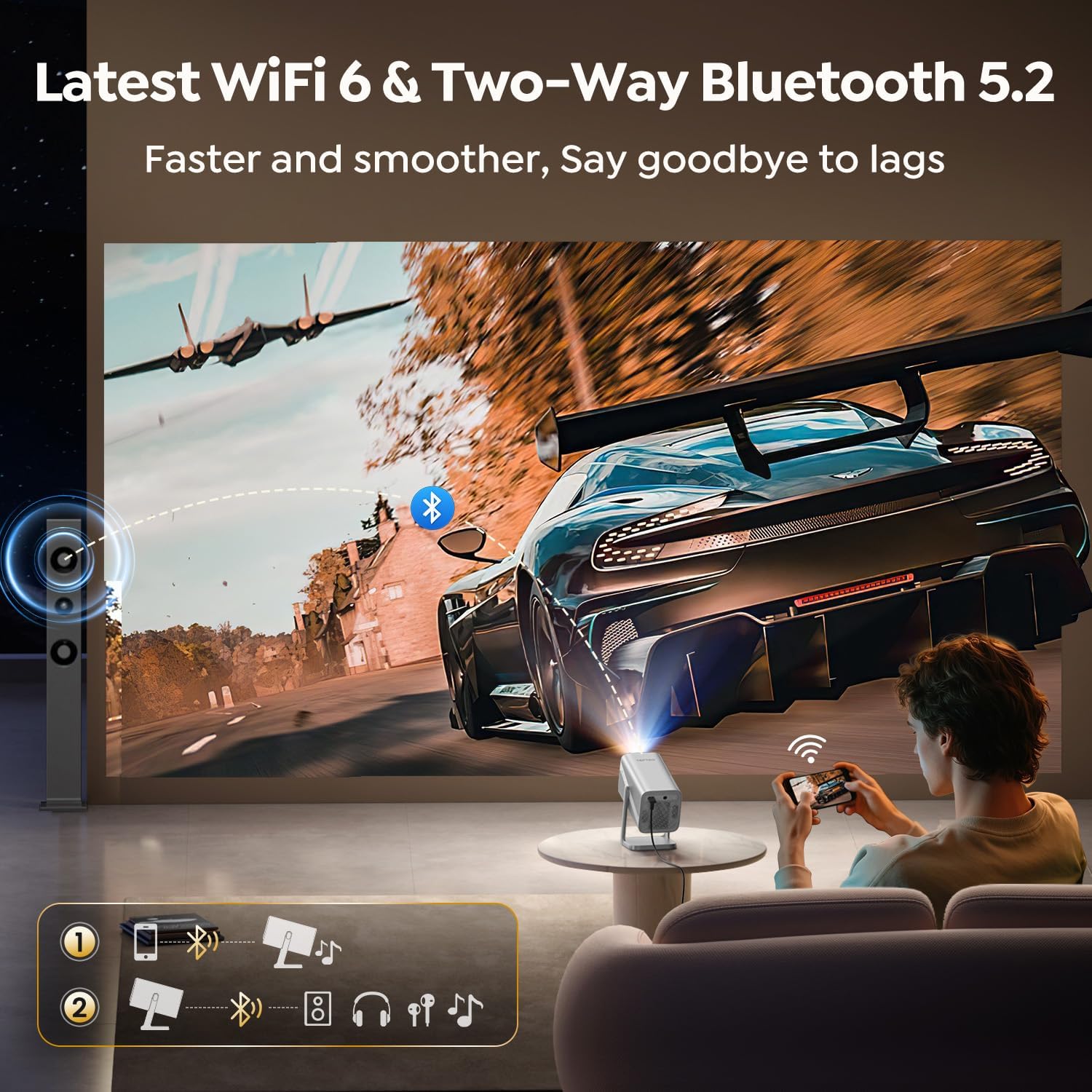Detalle 2 de TOPTRO TP1 4K Smart Projector 800 ANSI