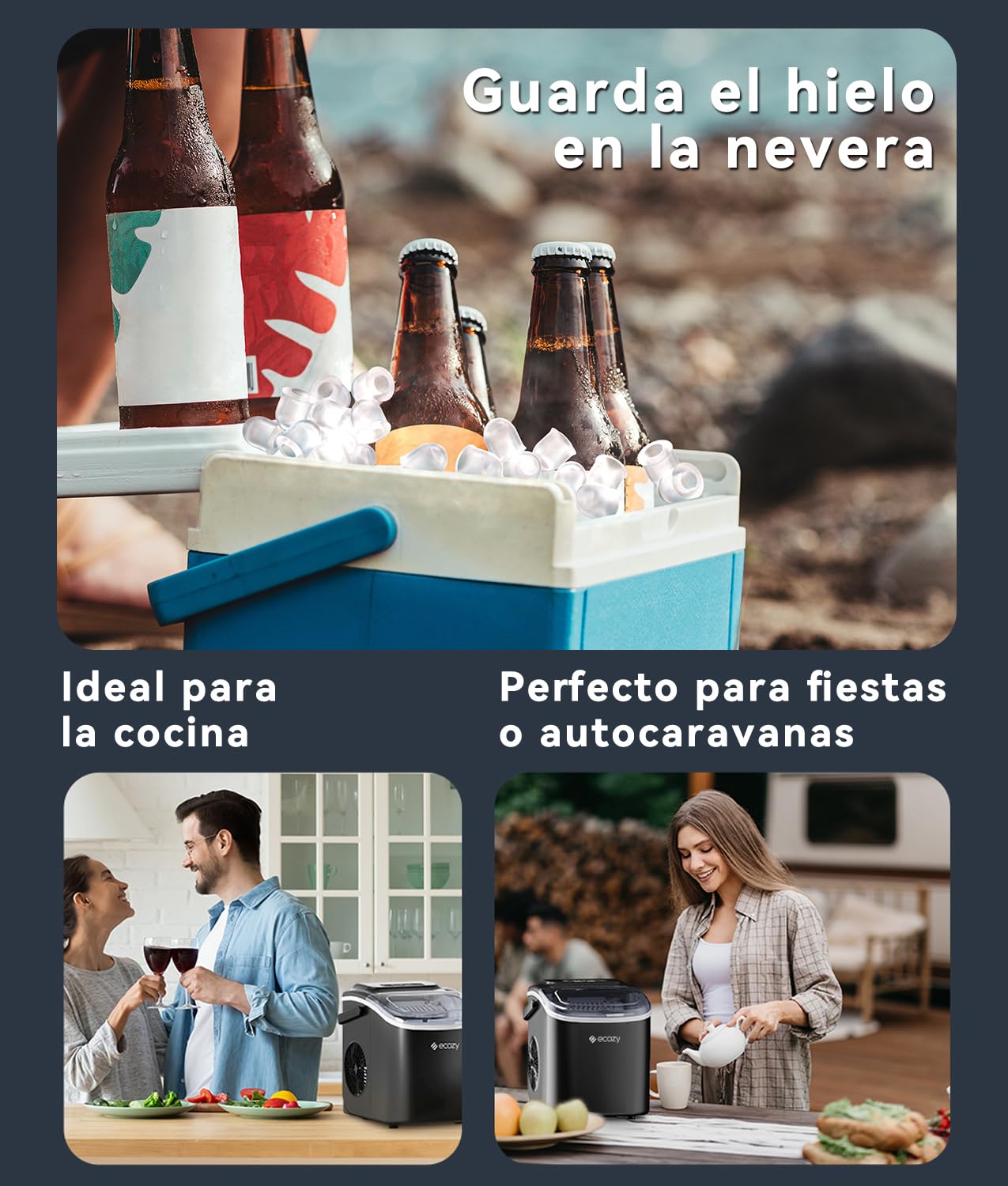 Thumbnail 7 de ecozy Máquina de Hielo Portátil, 12 Kg, ¡Listo en 6 Min!