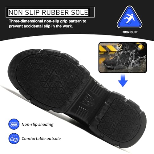 Detalle de Nasogetch Safety Boots Lightweight Steel Toe Boots – Black, 12UK