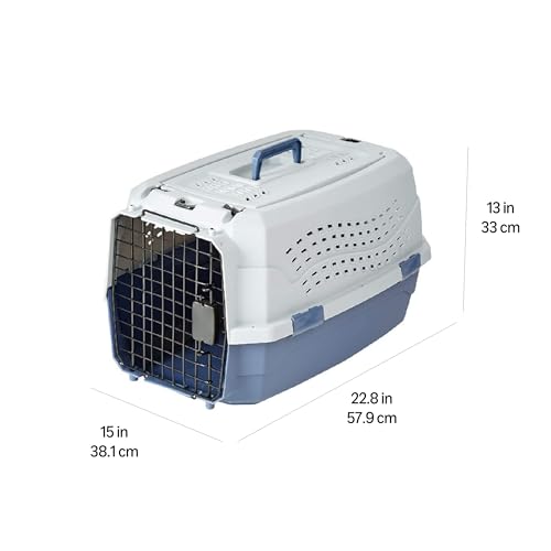 Thumbnail 10 de Amazon Basics caisse à animal domestique à deux portes, chargement par le haut – bleu (L58 x l38 x H33 cm)