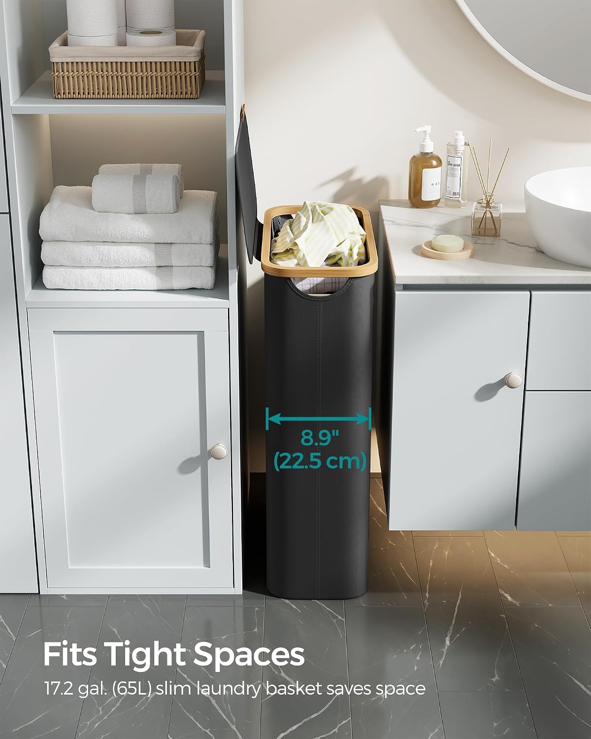 Thumbnail 2 de SONGMICS LCB506B01 65L slim laundry basket