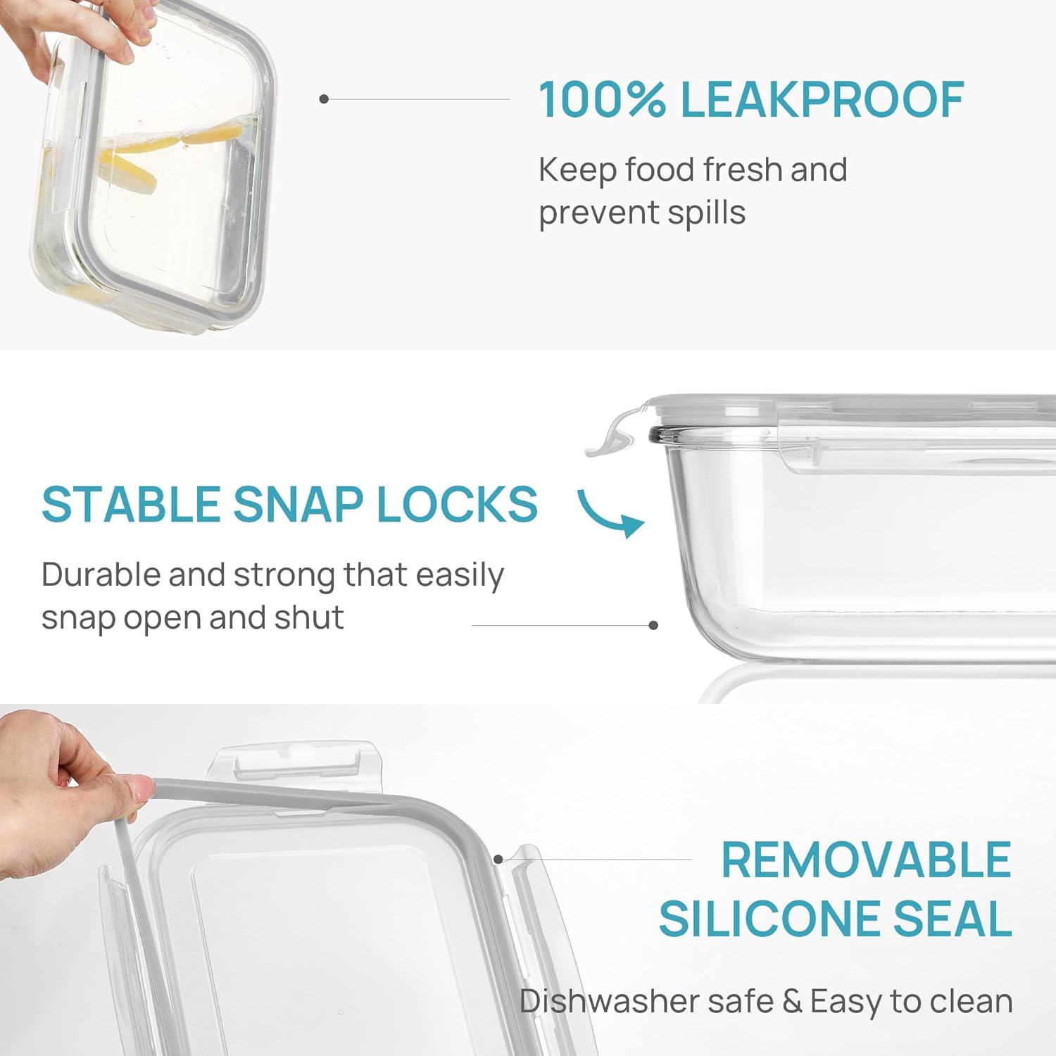 Thumbnail 5 de Vtopmart 2-Pack 1860ml Glass Storage Containers ⚙