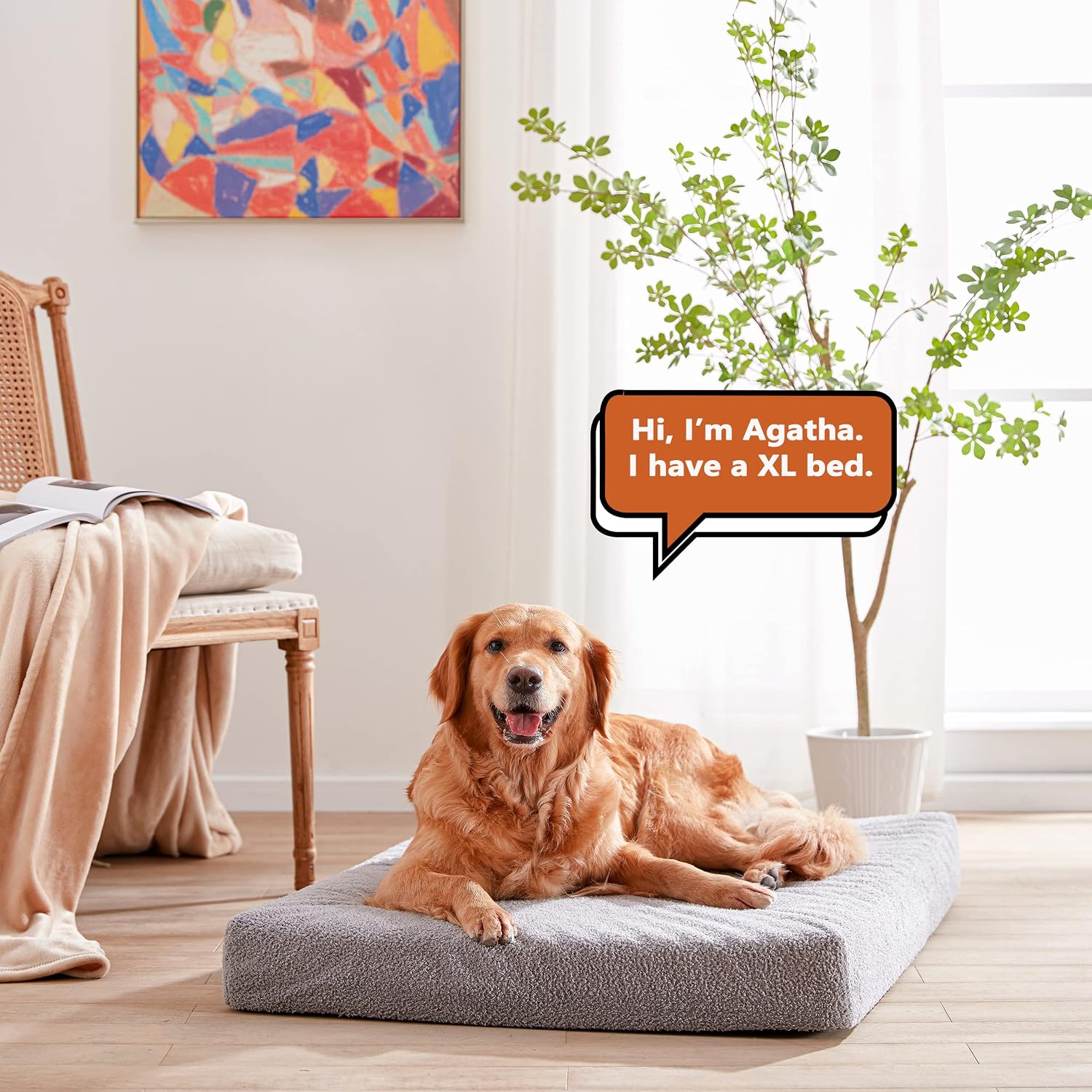 Detalle de WATANIYA PET 大型犬用整形外科ベッド 41インチ XL 冷却ジェルメモリーフォーム・防水ライナー付き
