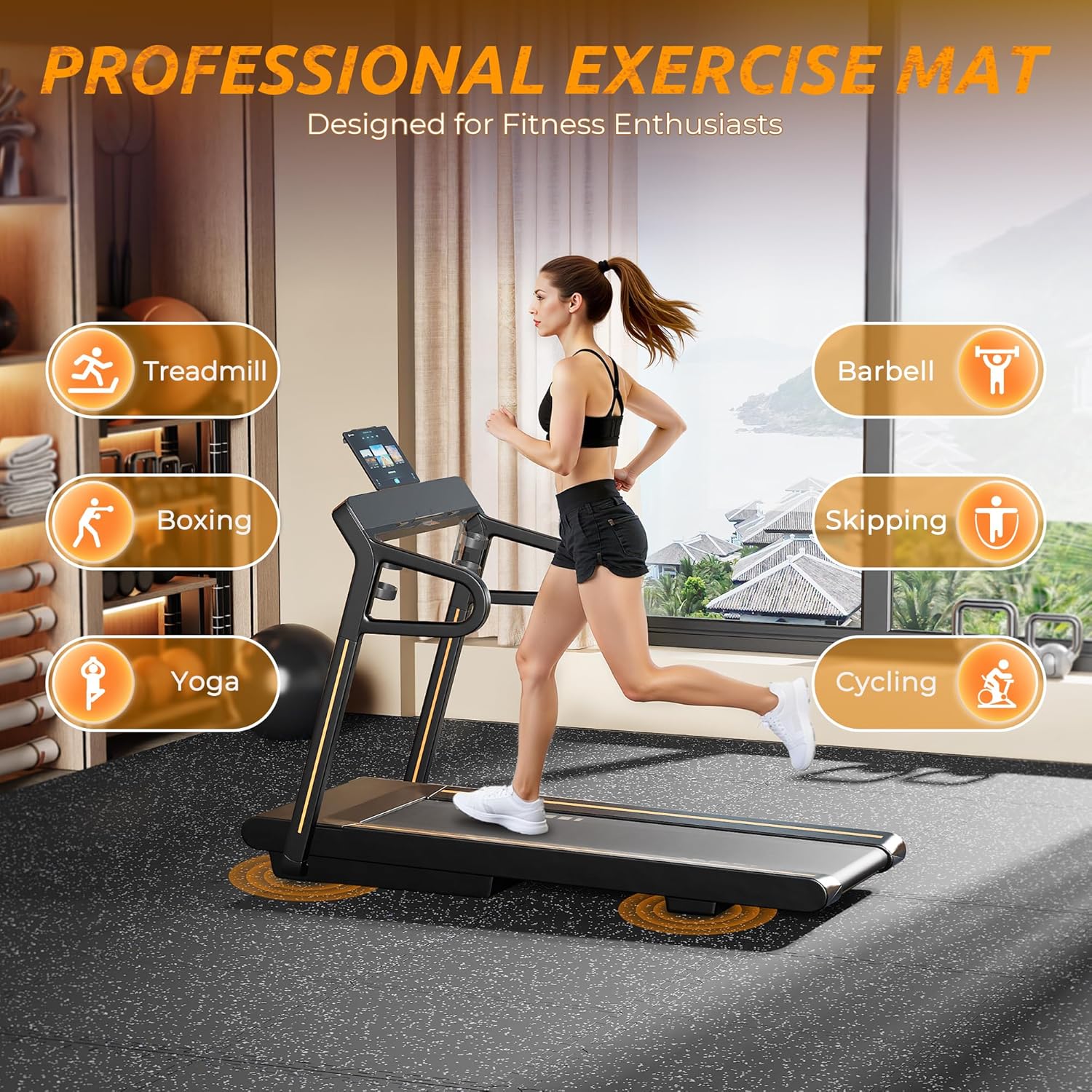 Thumbnail 1 de PRAISUN 0.6" Thicker Rubber Top Gym Flooring — 96 Sq Ft 🏋