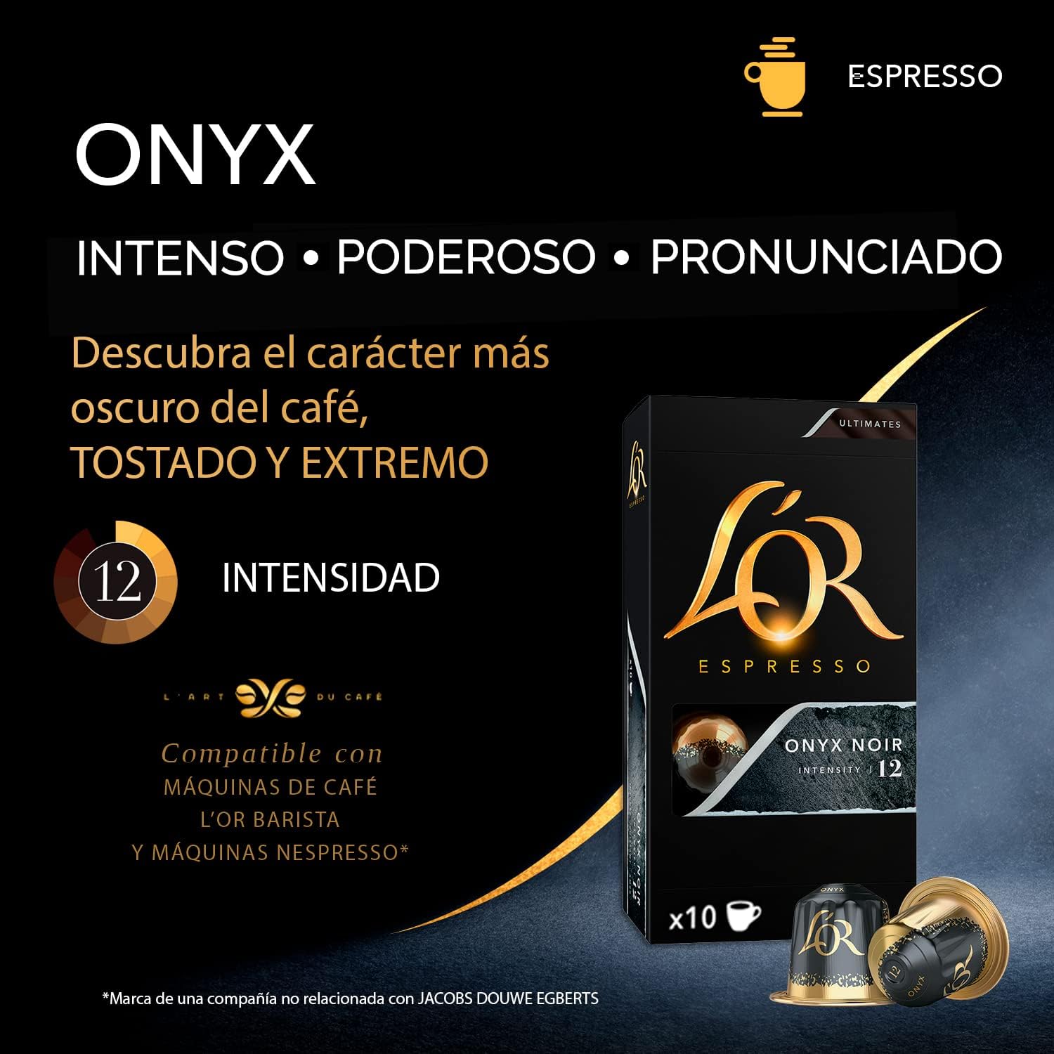 Thumbnail 2 de L'OR Espresso Onyx Cápsulas Nespresso Intensidad 12 (100)