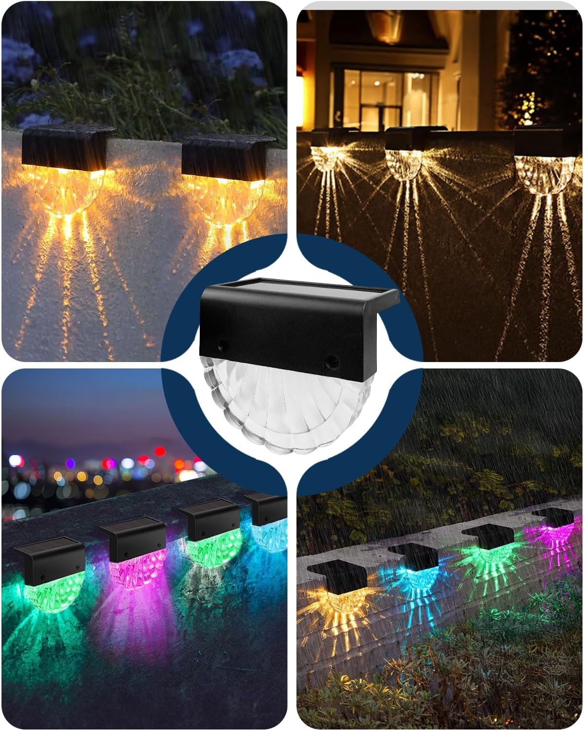 Thumbnail 6 de 6 Pack Solar Fence Lights Outdoor with 9-Colour RGB Mode – IP65 Waterproof Solar Step Lights
