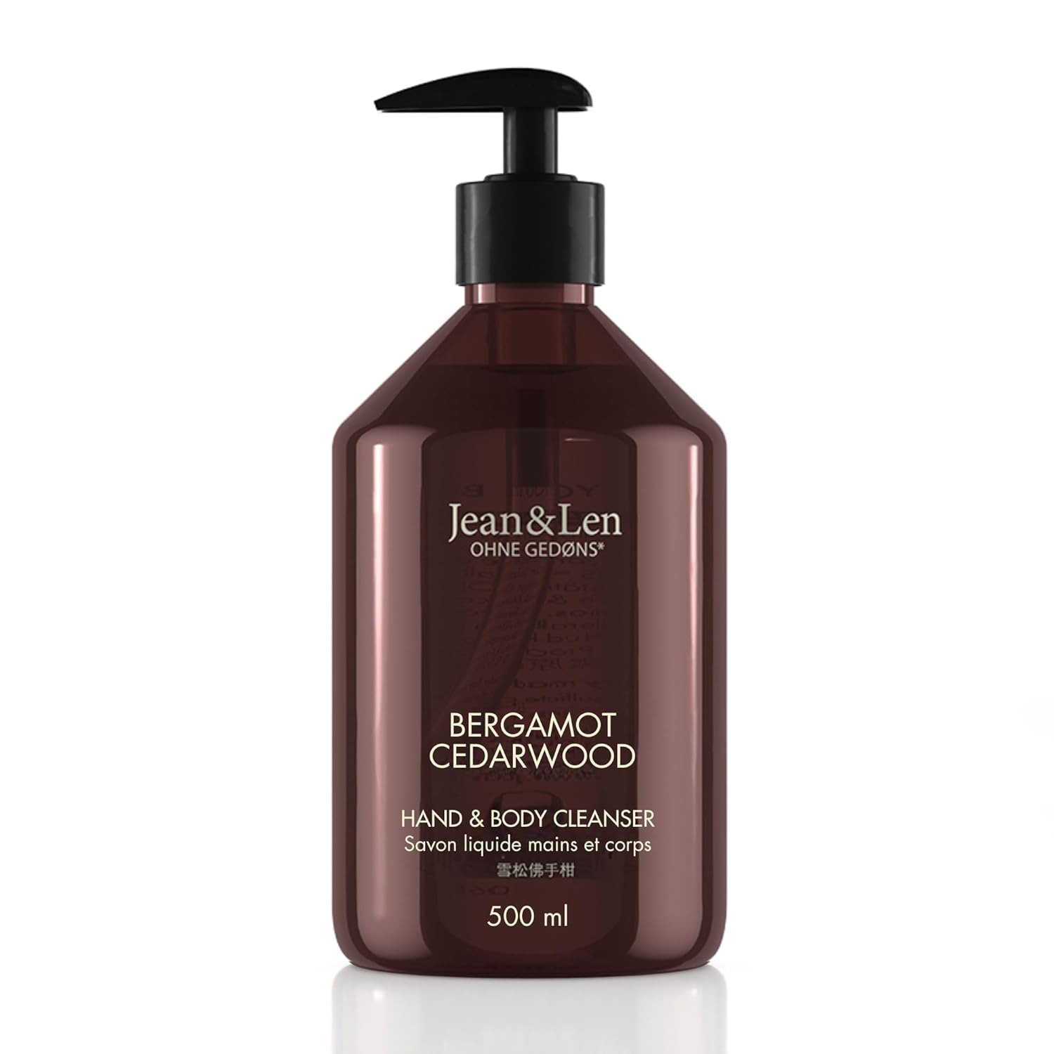Detalle de Jean & Len Hand & Body Cleanser Bergamot & Cedarwood – vegane Flüssigseife für Hände und Körper, 500 ml