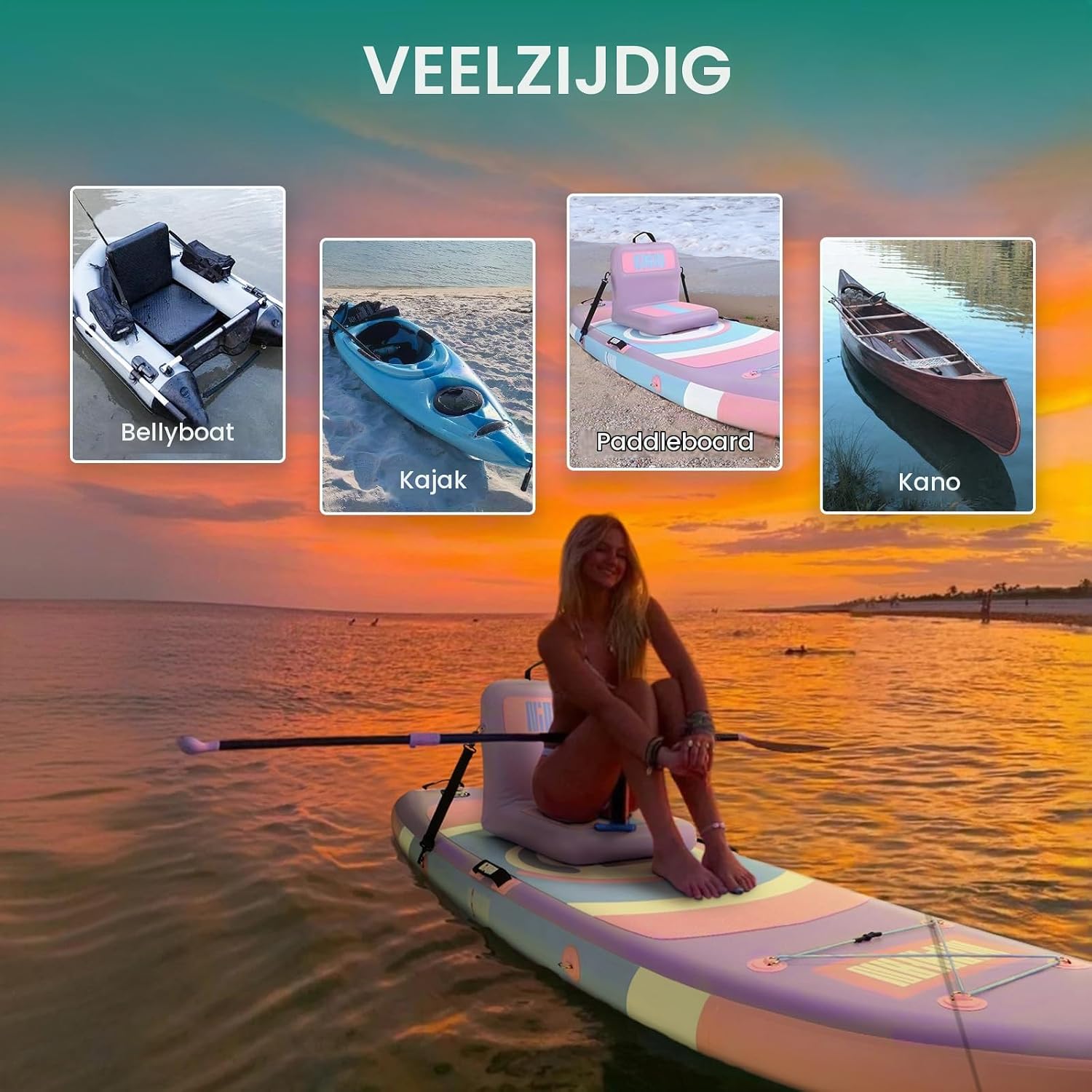Detalle 2 de Niphean NPSUPSEAT-B011 opblaasbare SUP-stoel met rugleuning van PVC