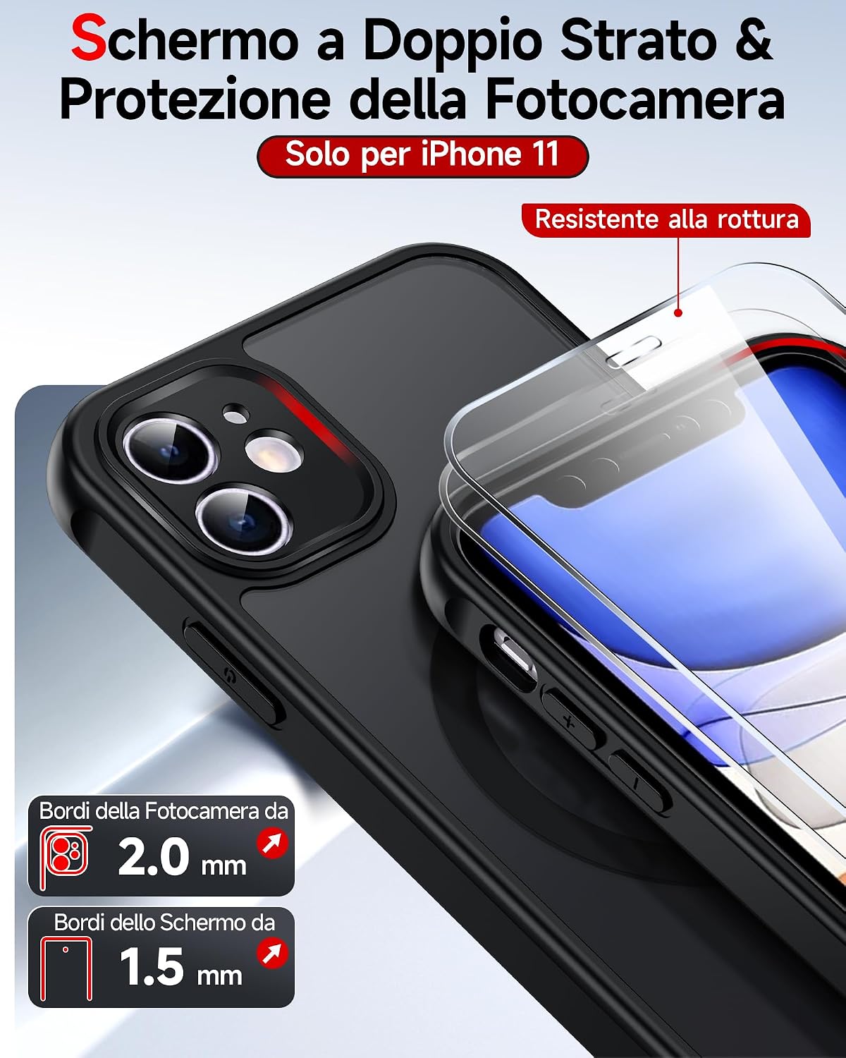 Detalle 2 de LeYi Cover Magnetica per iPhone 11 con Vetro Temperato – Traslucida Opaca, Anti-Impronte e Antiurto