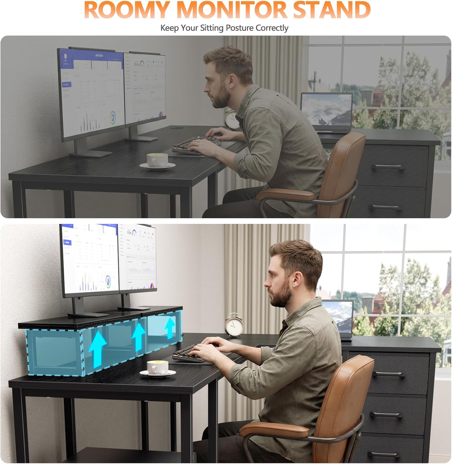 Thumbnail 6 de Korfile CD-026 L-Shaped Computer Desk, 59-Inch, Reversible with Charging Ports