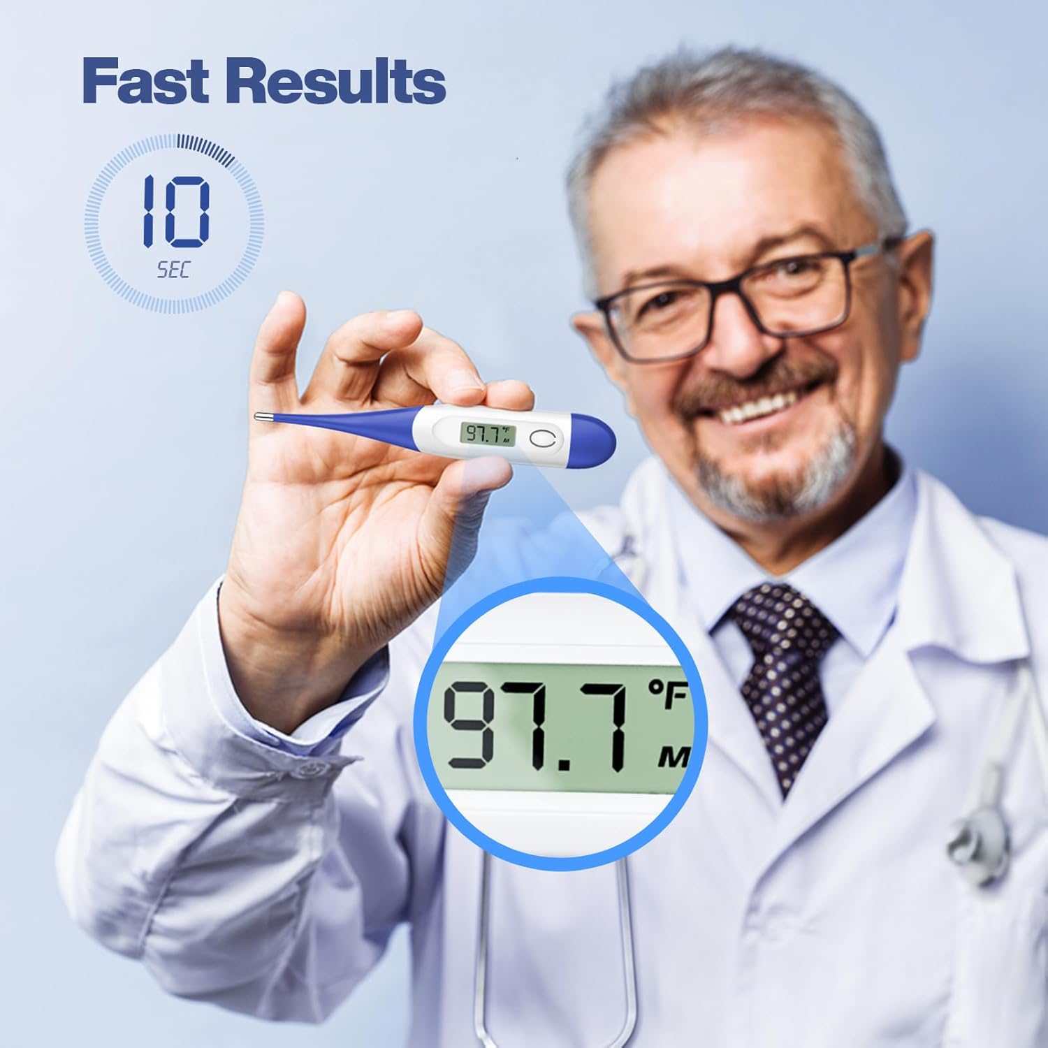 Detalle 2 de Boncare GF-MT501 Digital Thermometer, Dark Blue, 10-Second Reading