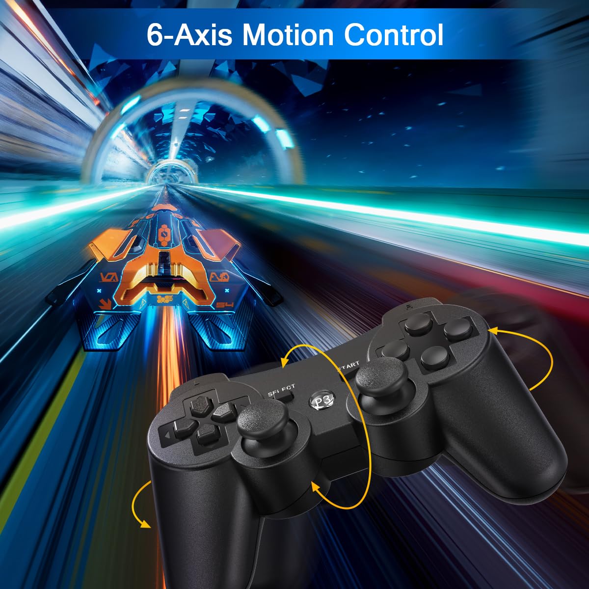 Detalle de Yinjie 2 Pack Wireless Controller for PS3 – Dual Controller Bundle with USB Charging Cables