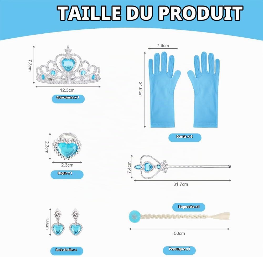 Detalle de Alaoo 2844318 prinsessenkostuum voor meisjes, 9-delige set met tule