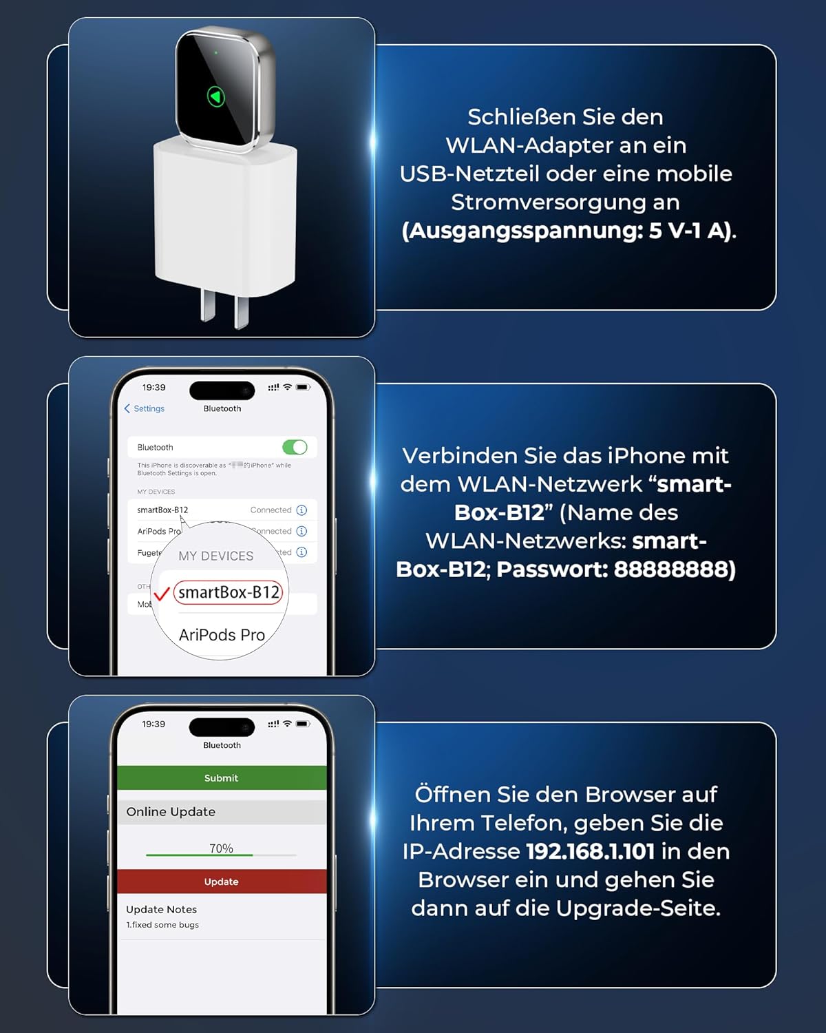 Thumbnail 6 de Mini Wireless CarPlay Adapter mit Auto-GPS-Navigation: kabelgebundenes CarPlay auf kabellos umstellen